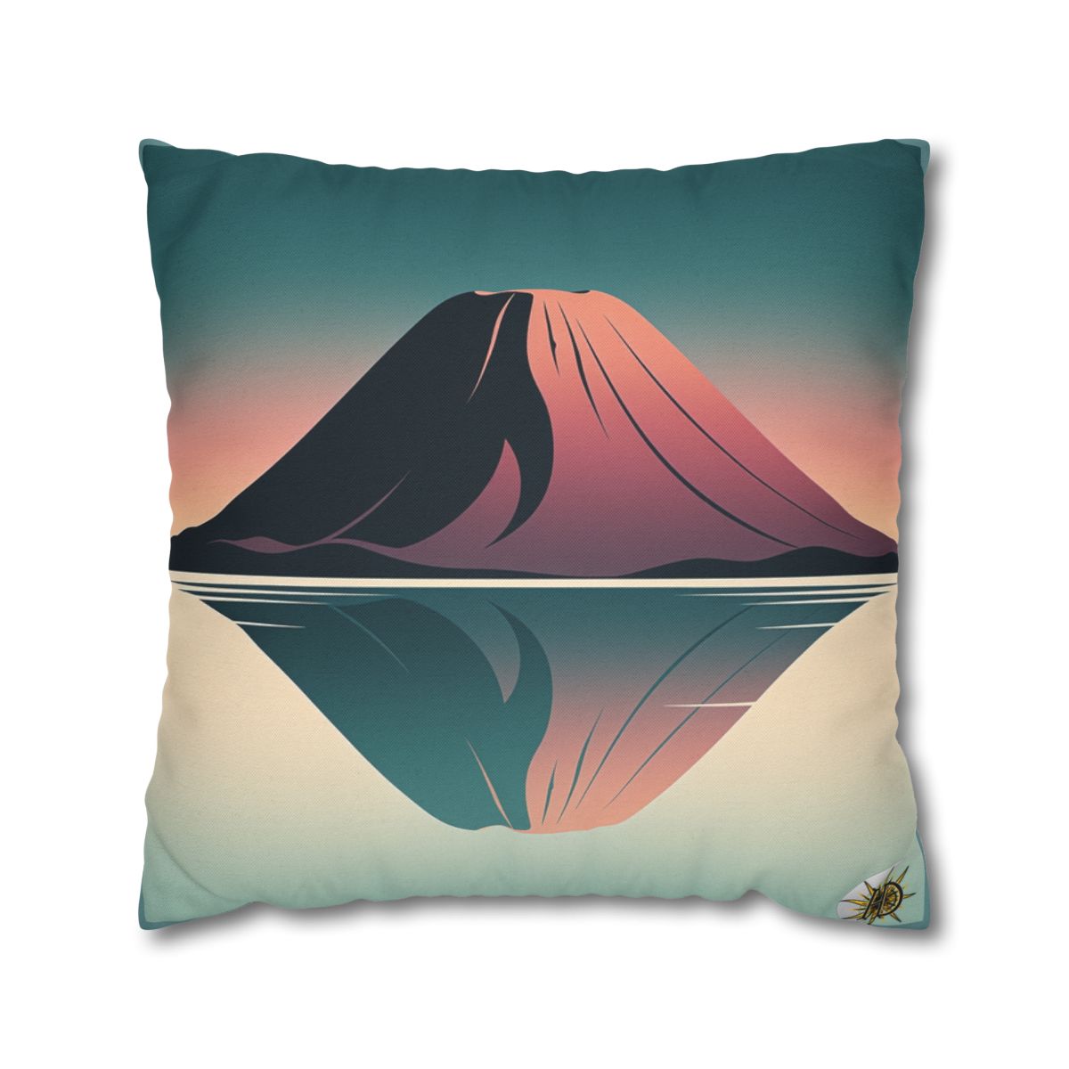 HD Rose Mountain Reflection Square Polyester Pillow Cover — additional view