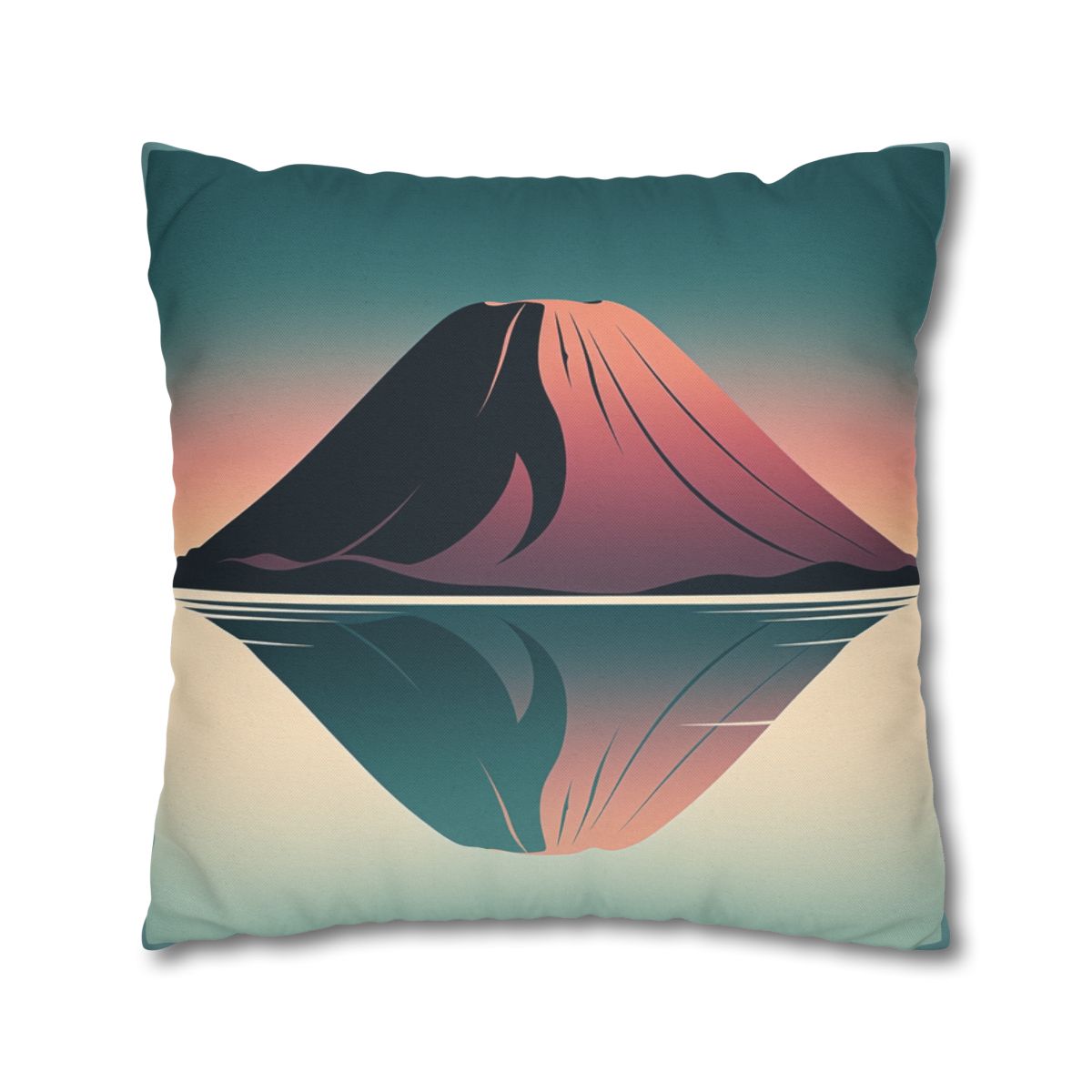 HD Rose Mountain Reflection Square Polyester Pillow Cover — additional view