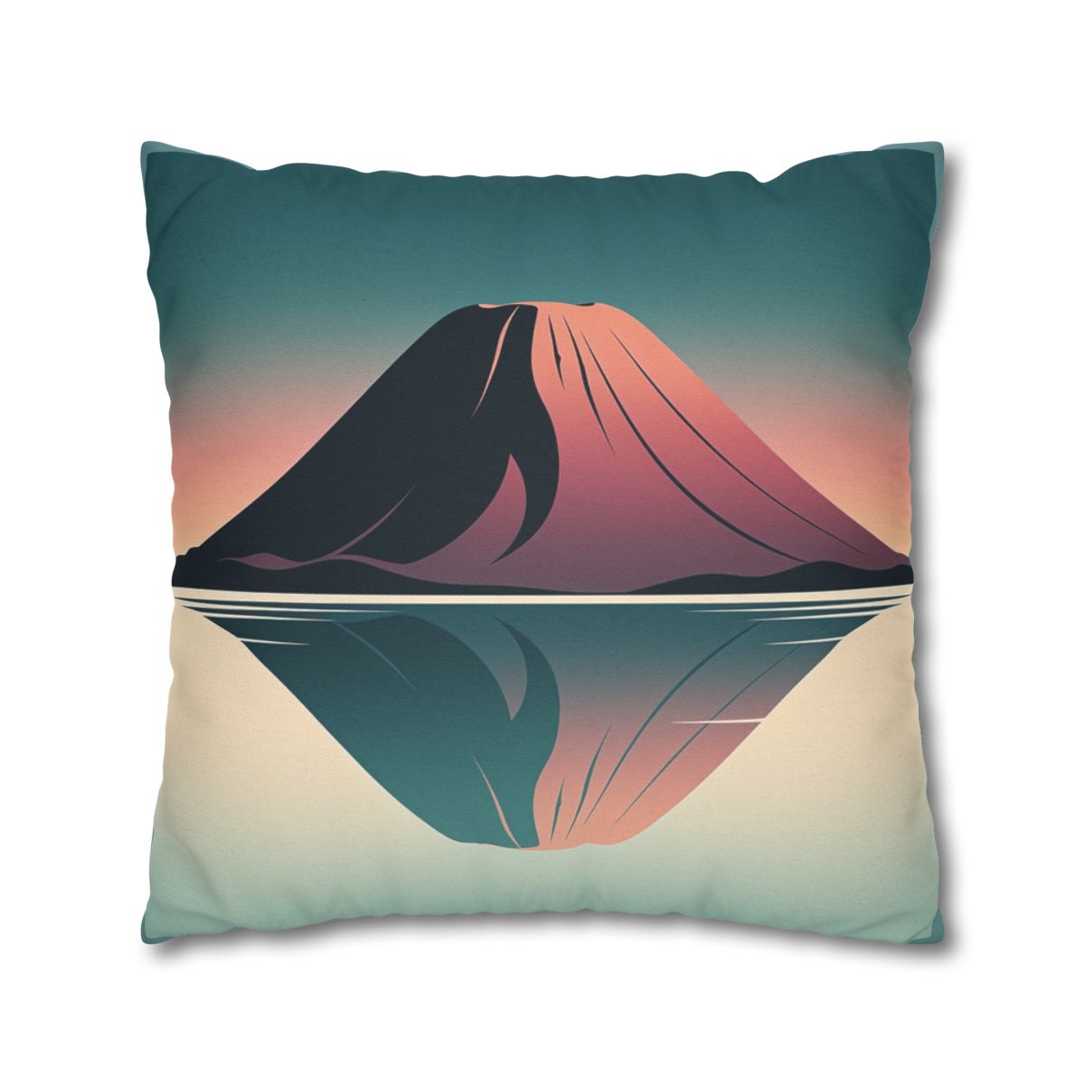 HD Rose Mountain Reflection Square Polyester Pillow Cover — additional view
