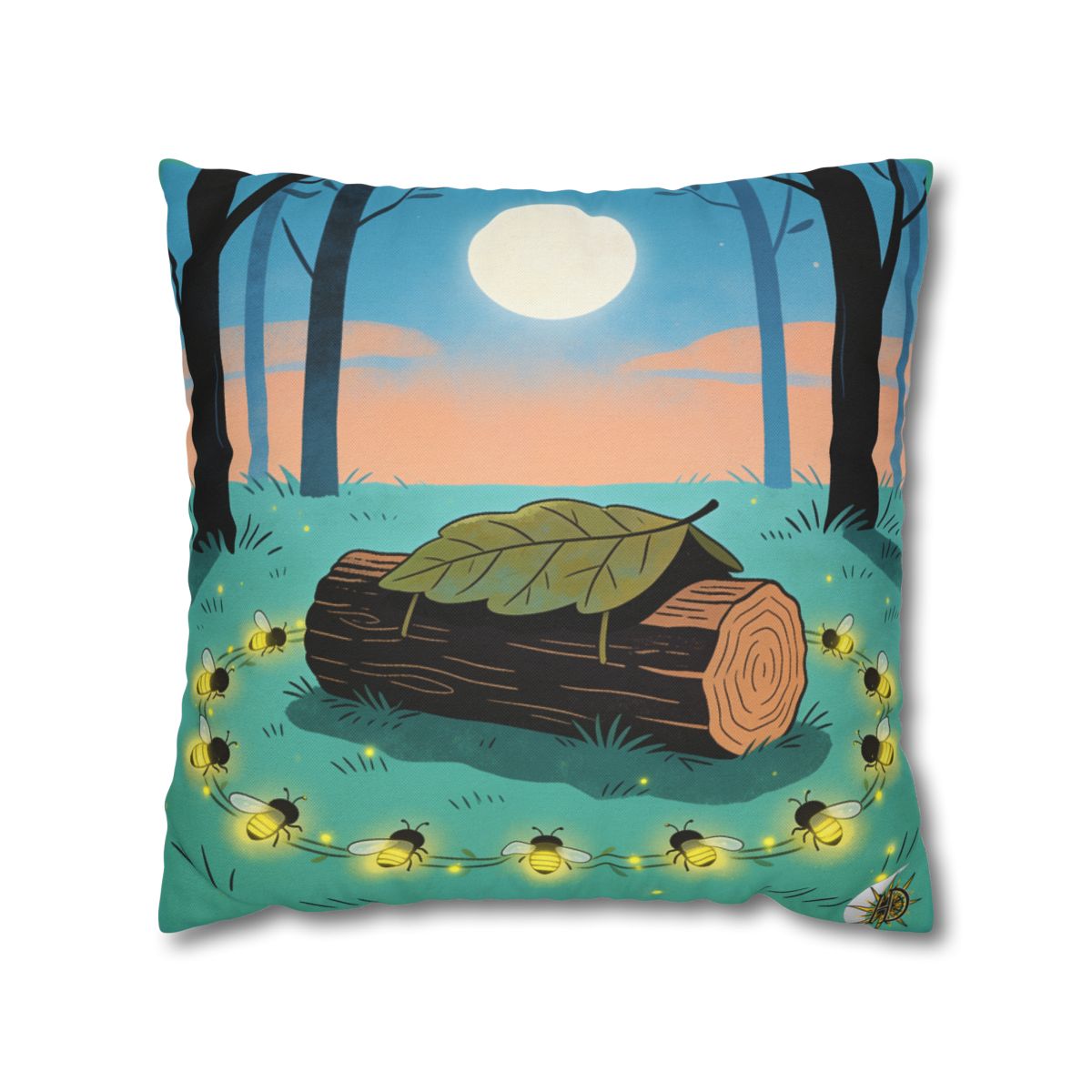 HD Firefly Circle Square Polyester Pillow Cover — additional view