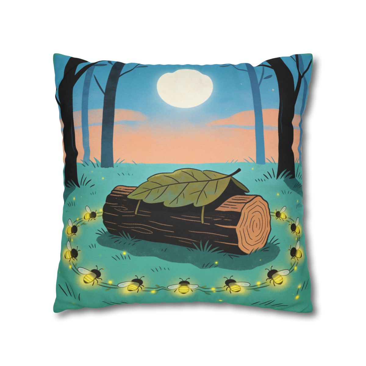 HD Firefly Circle Square Polyester Pillow Cover — additional view