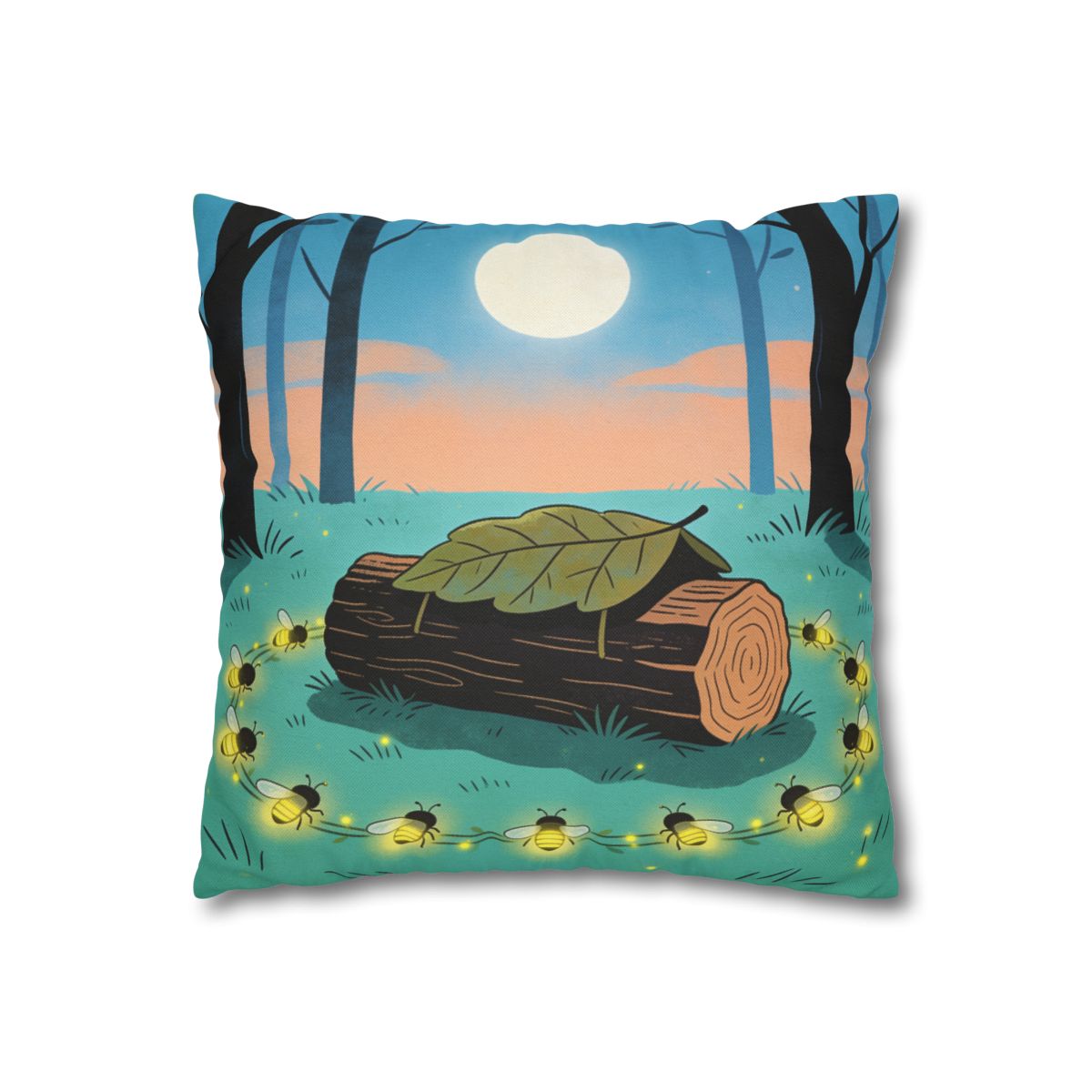 HD Firefly Circle Square Polyester Pillow Cover — additional view