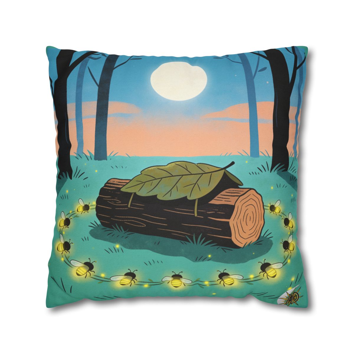 HD Firefly Circle Square Polyester Pillow Cover — additional view