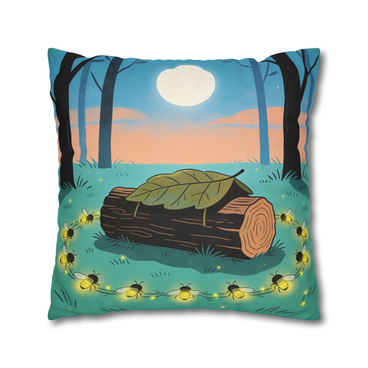 HD Firefly Circle Square Polyester Pillow Cover — additional view