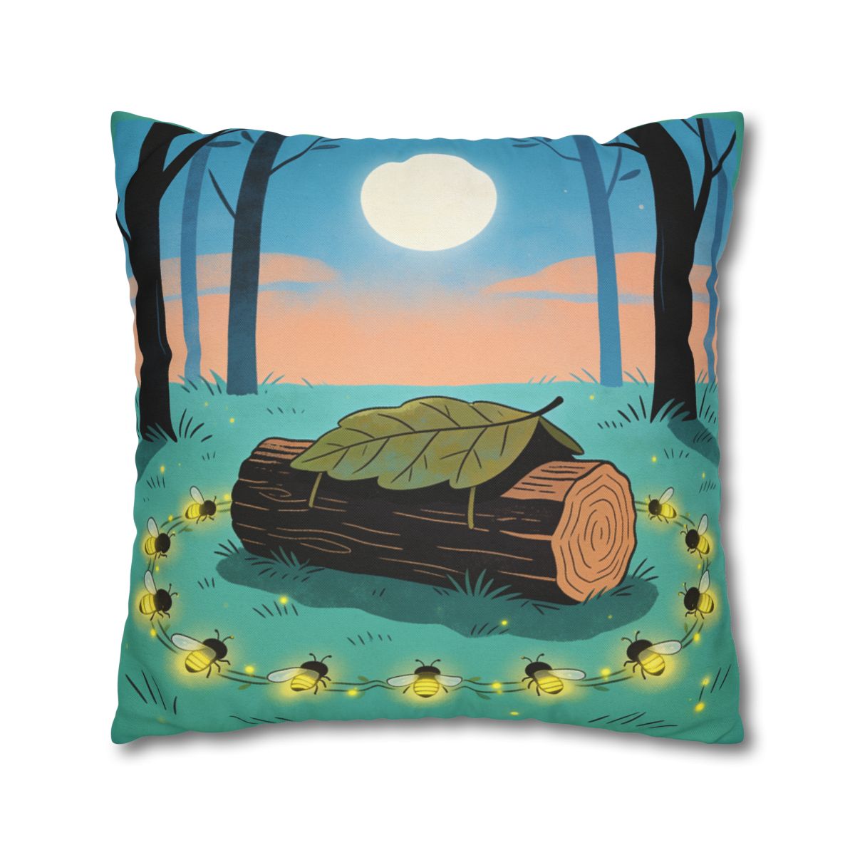 HD Firefly Circle Square Polyester Pillow Cover — additional view