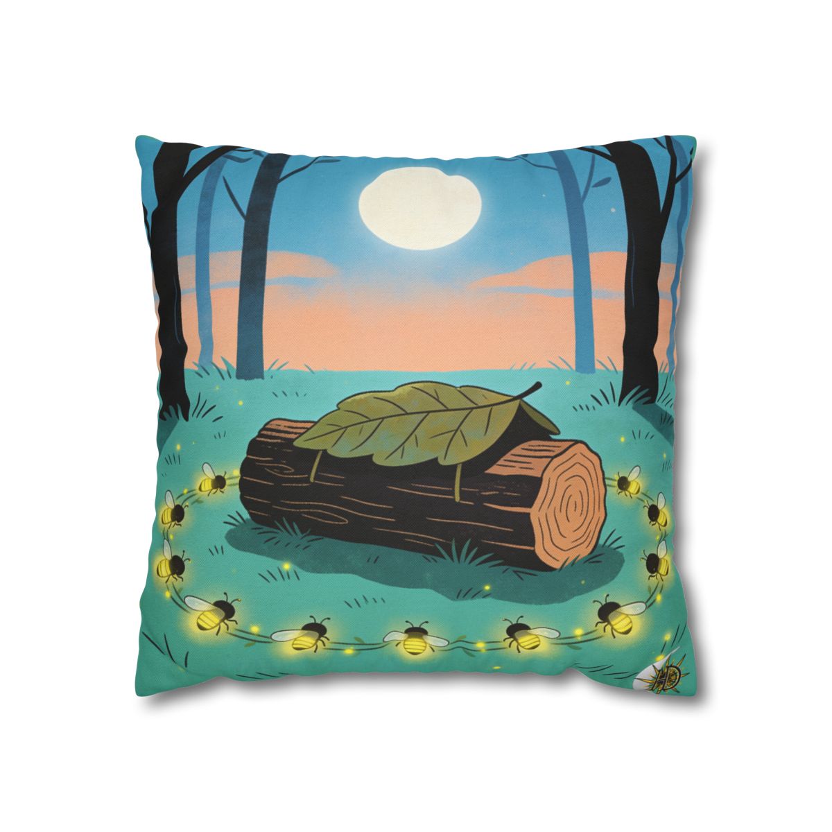 HD Firefly Circle Square Polyester Pillow Cover — additional view