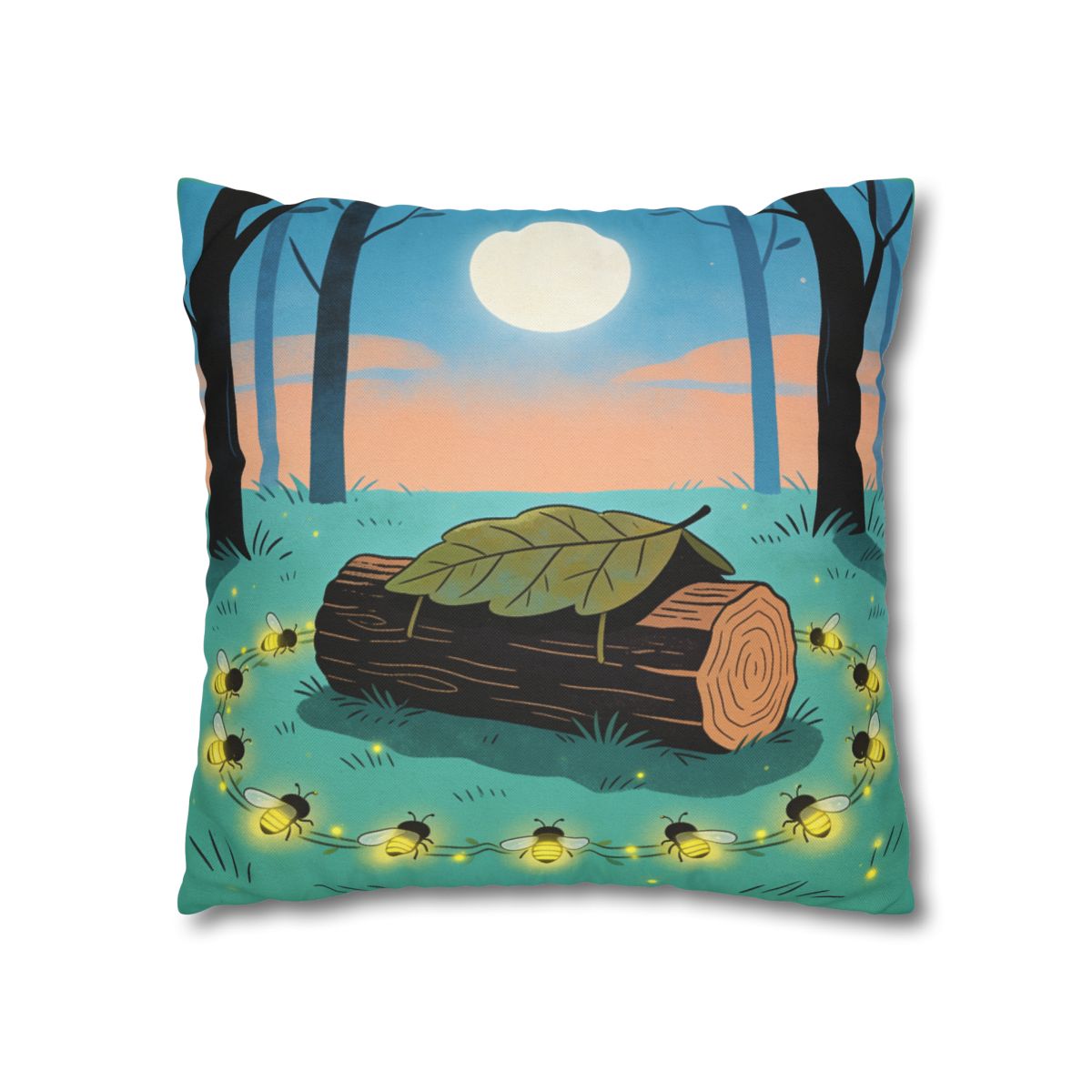 HD Firefly Circle Square Polyester Pillow Cover — additional view