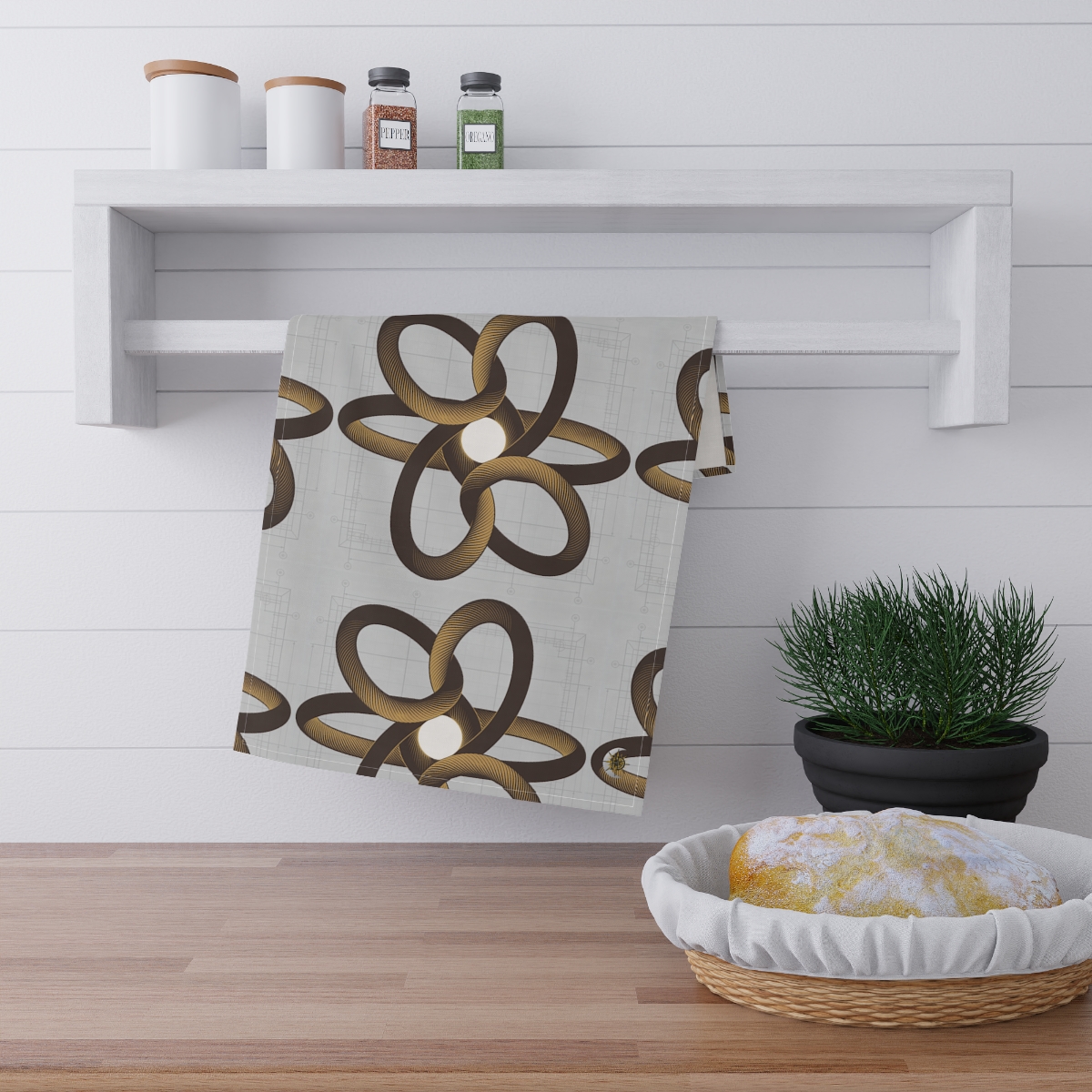 HD Copper Ribbon Orbit 100% Cotton Twill Tea Towel