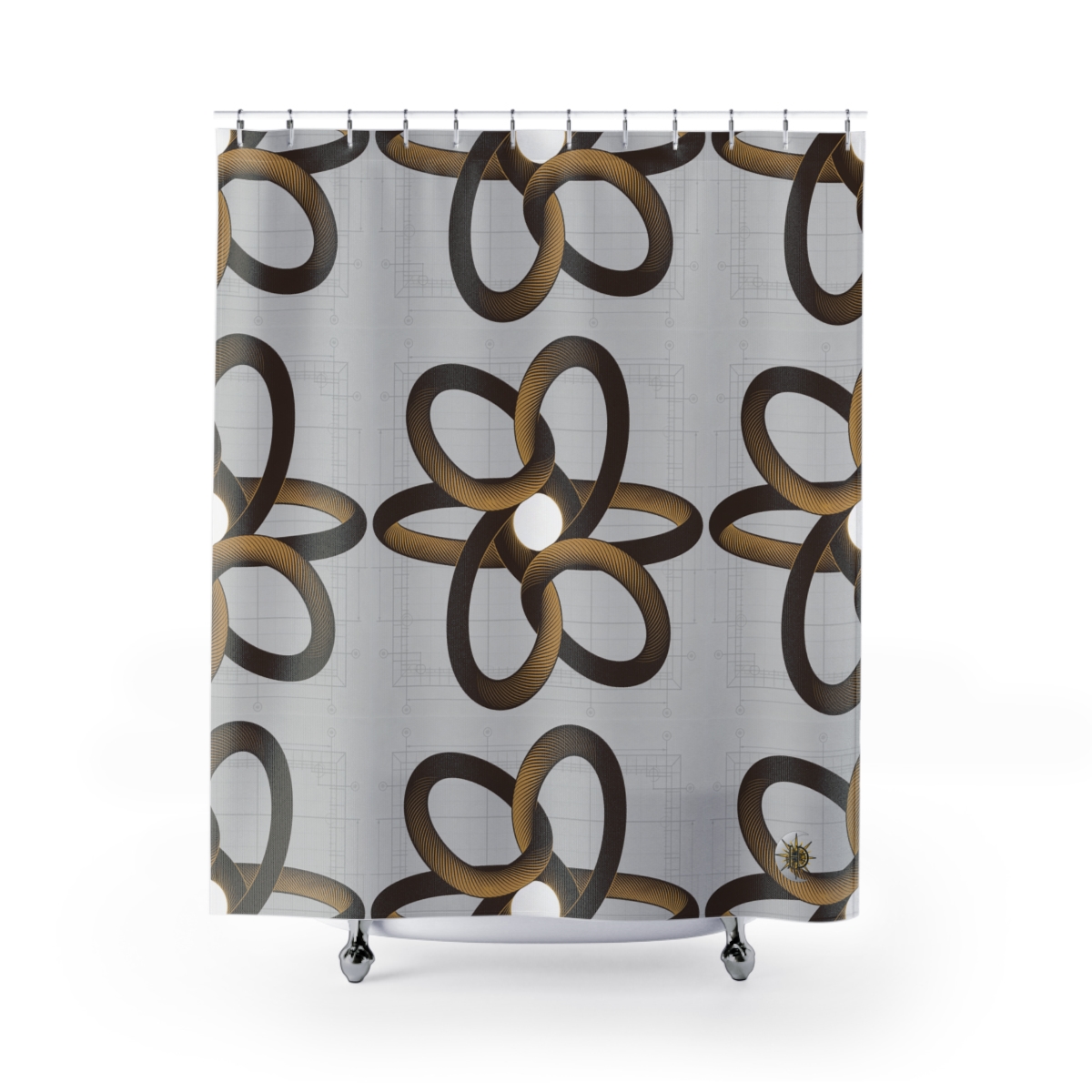 HD Copper Ribbon Orbit Shower Curtain