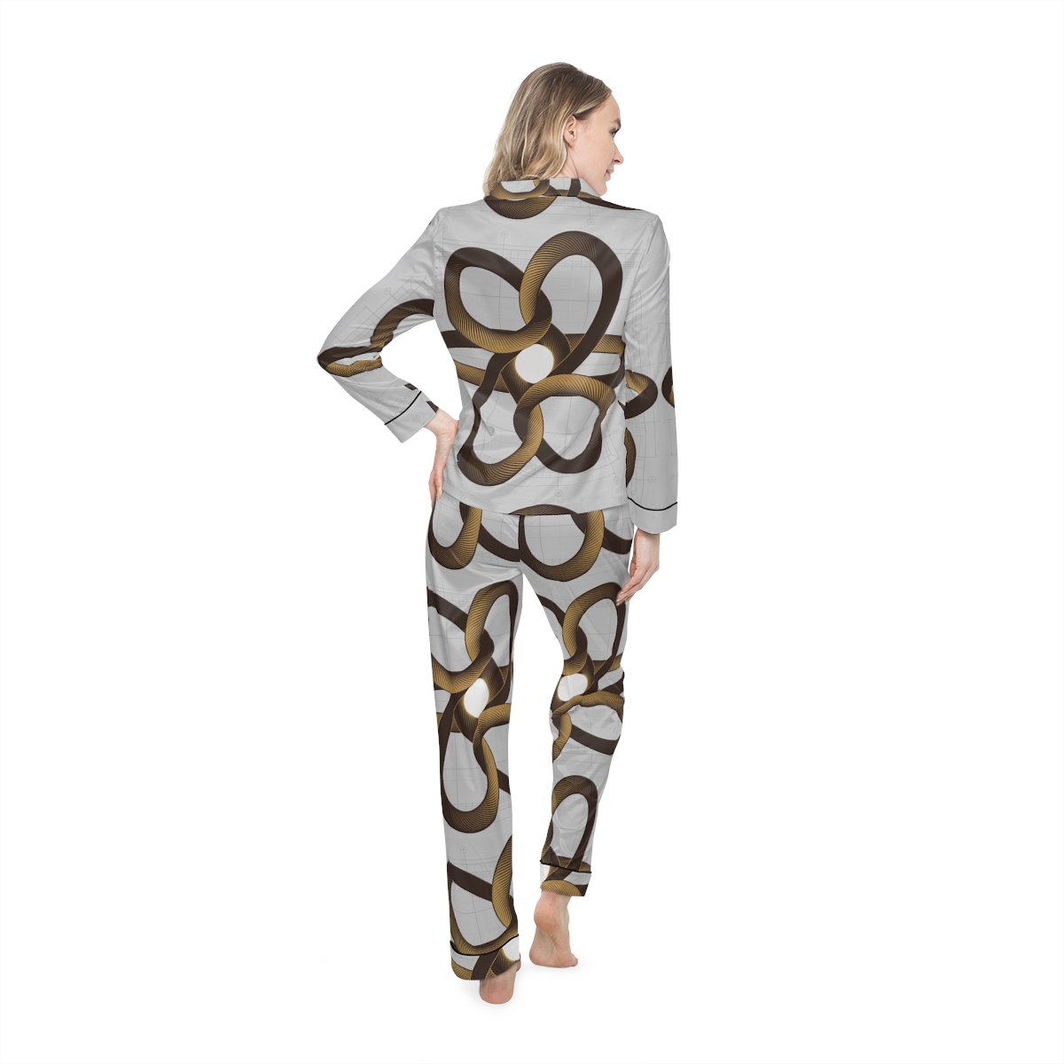 HD Copper Ribbon Orbit Women’s Satin Pajama Set — additional view