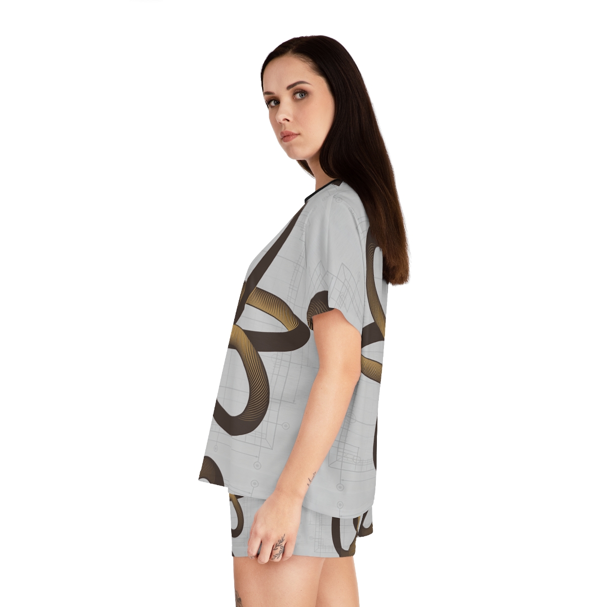HD Copper Ribbon Orbit Women’s Short Pajama Set — additional view