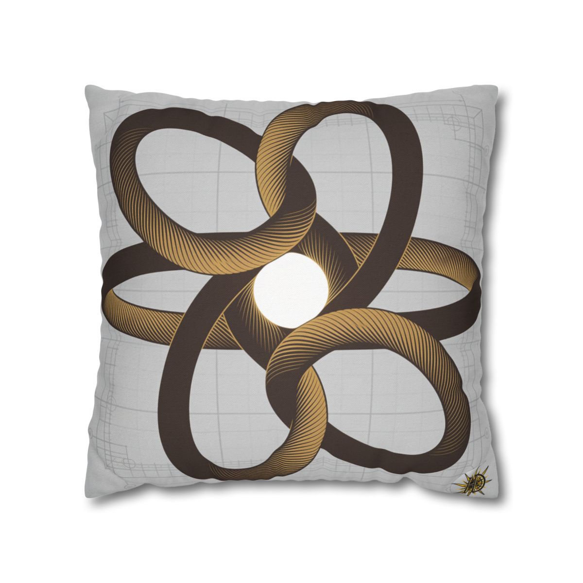 HD Copper Ribbon Orbit Square Polyester Pillow Cover — additional view