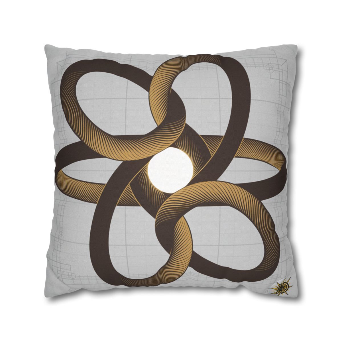 HD Copper Ribbon Orbit Square Polyester Pillow Cover — additional view