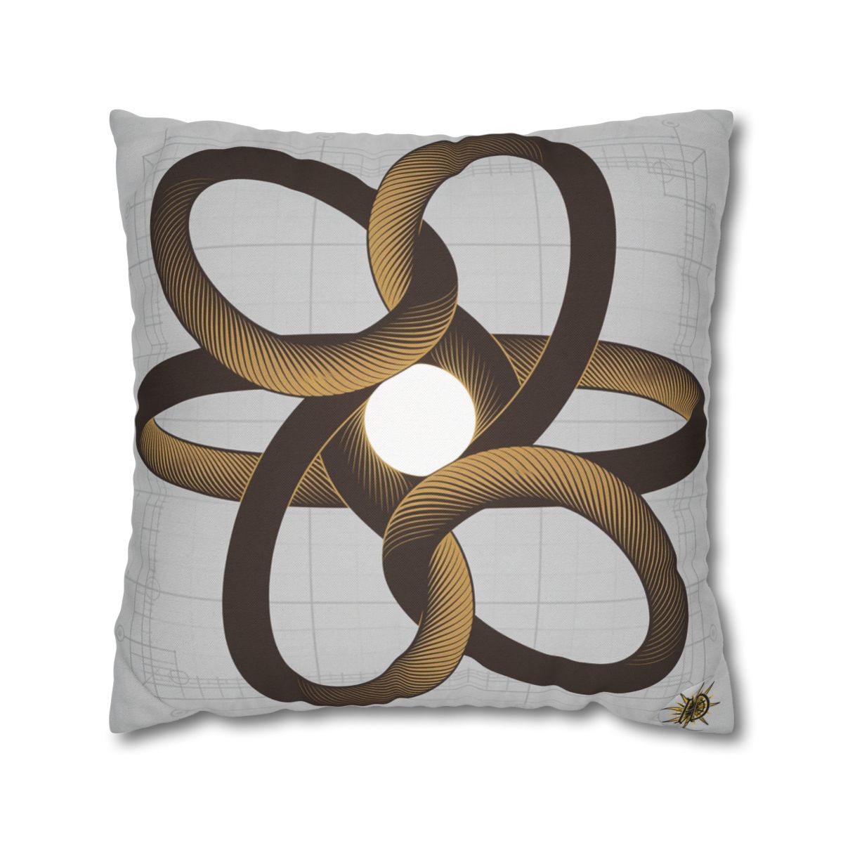HD Copper Ribbon Orbit Square Polyester Pillow Cover — additional view