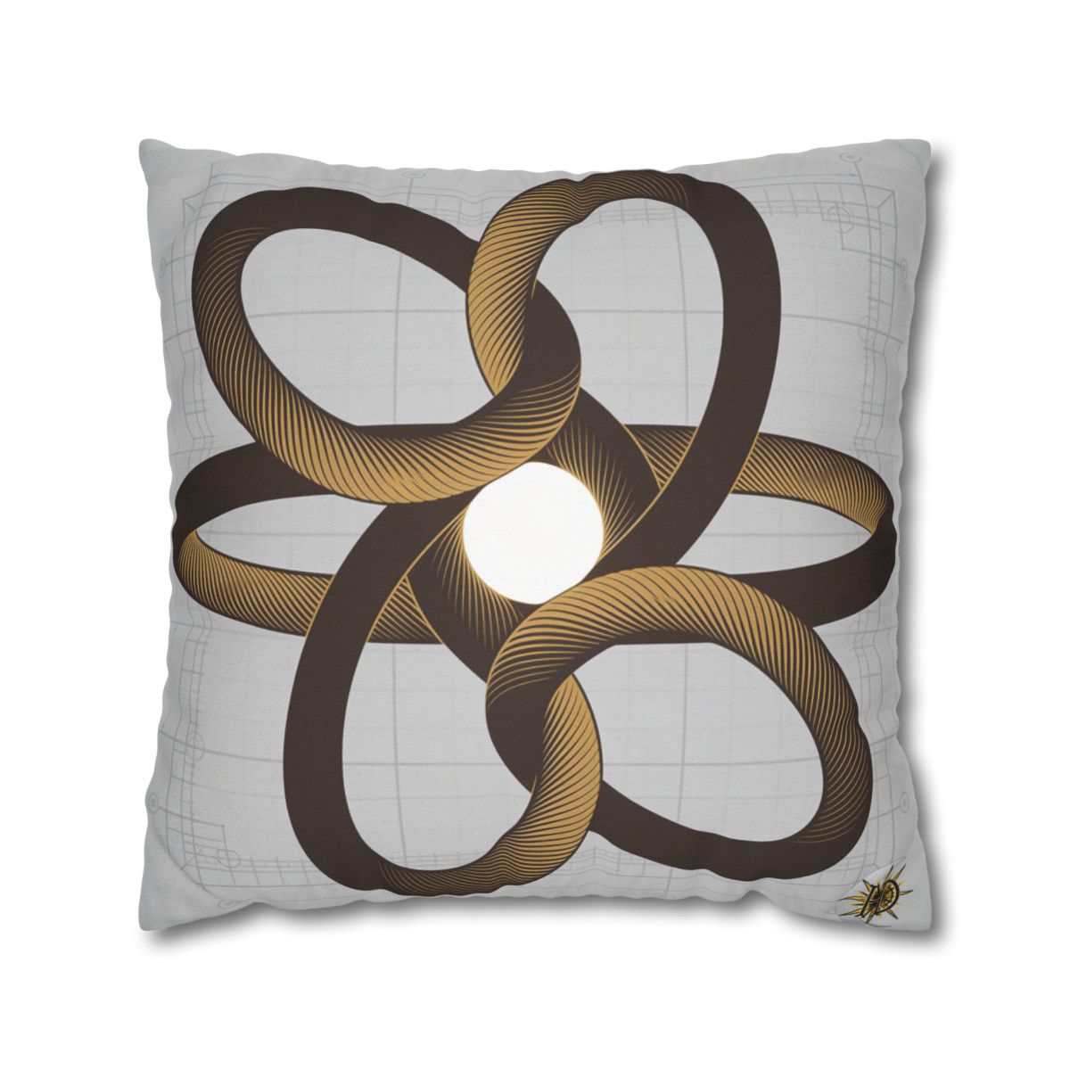 HD Copper Ribbon Orbit Square Polyester Pillow Cover — additional view