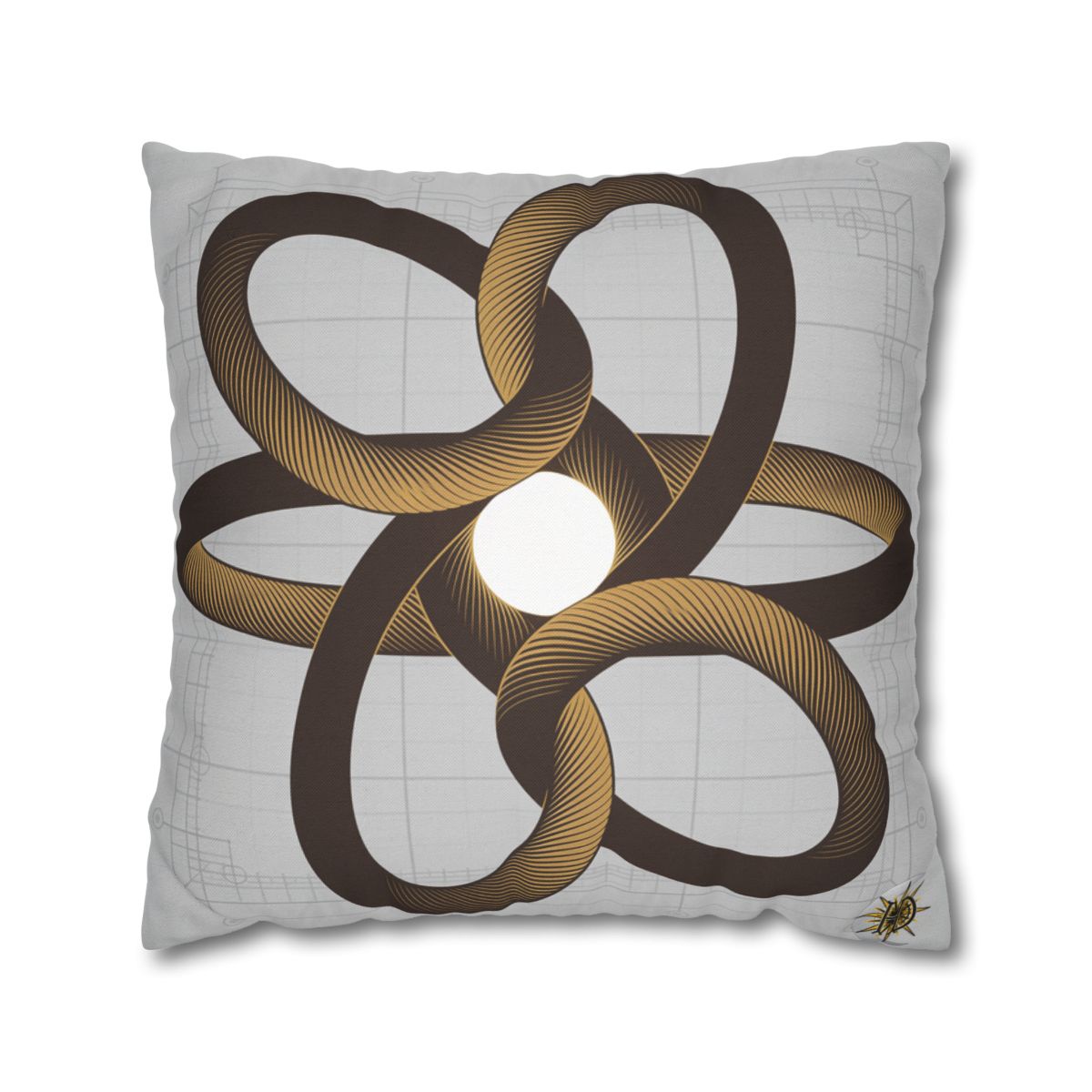 HD Copper Ribbon Orbit Square Polyester Pillow Cover — additional view