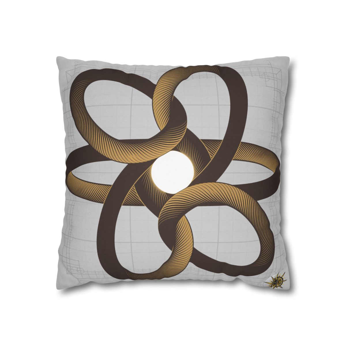 HD Copper Ribbon Orbit Square Polyester Pillow Cover — additional view
