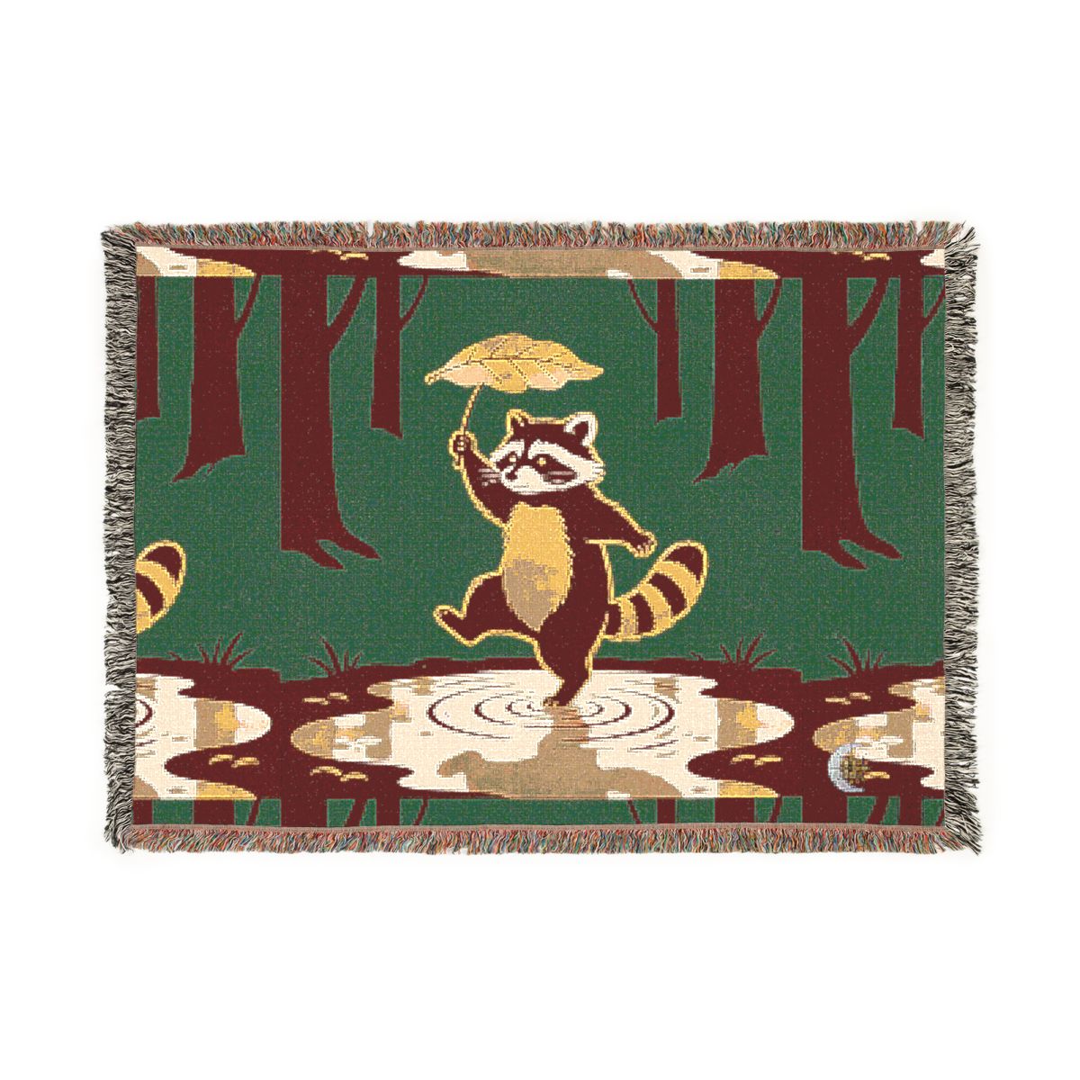 HD Leafstep Raccoon 100% Cotton Woven Blanket