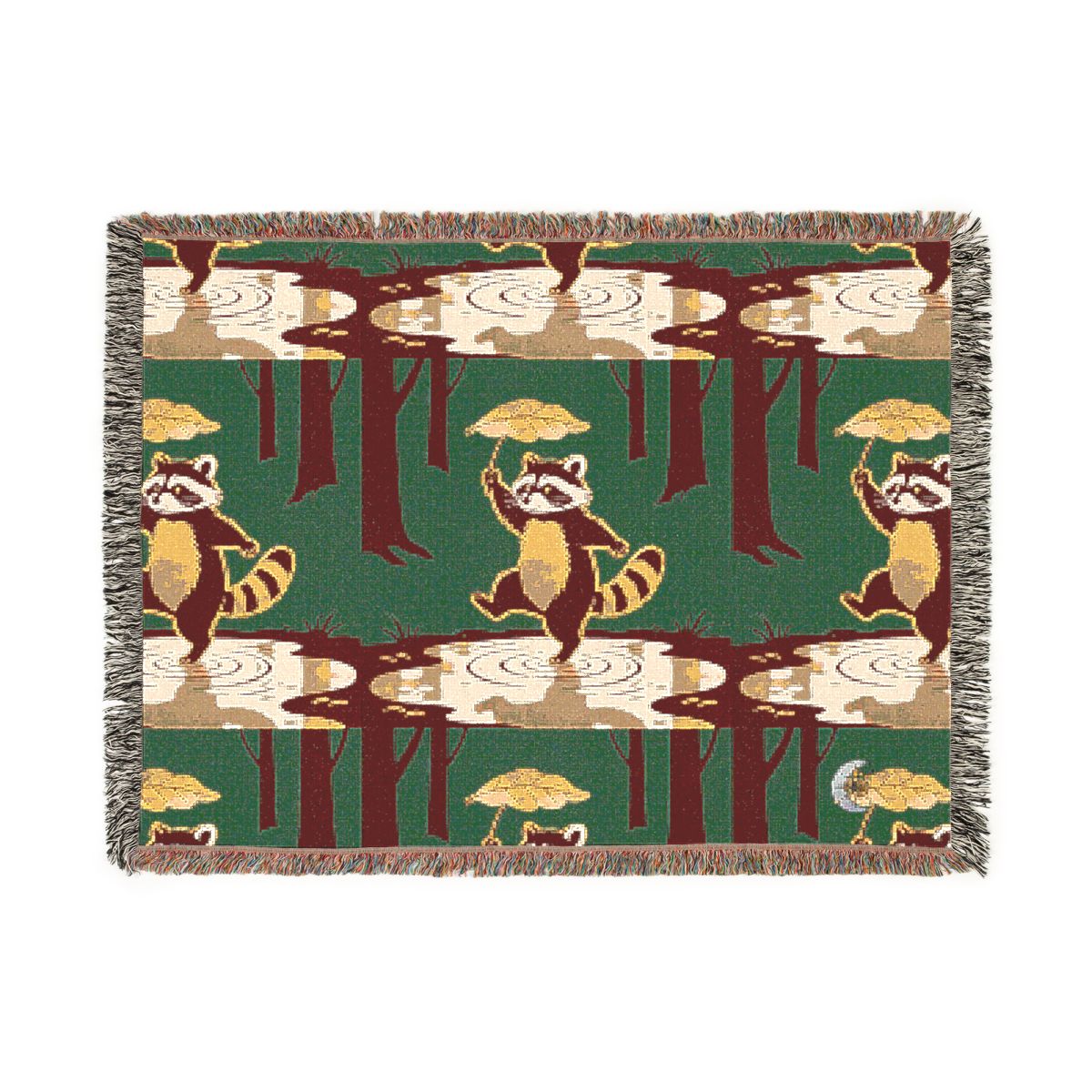 HD Leafstep Raccoon 100% Cotton Woven Blanket — additional view