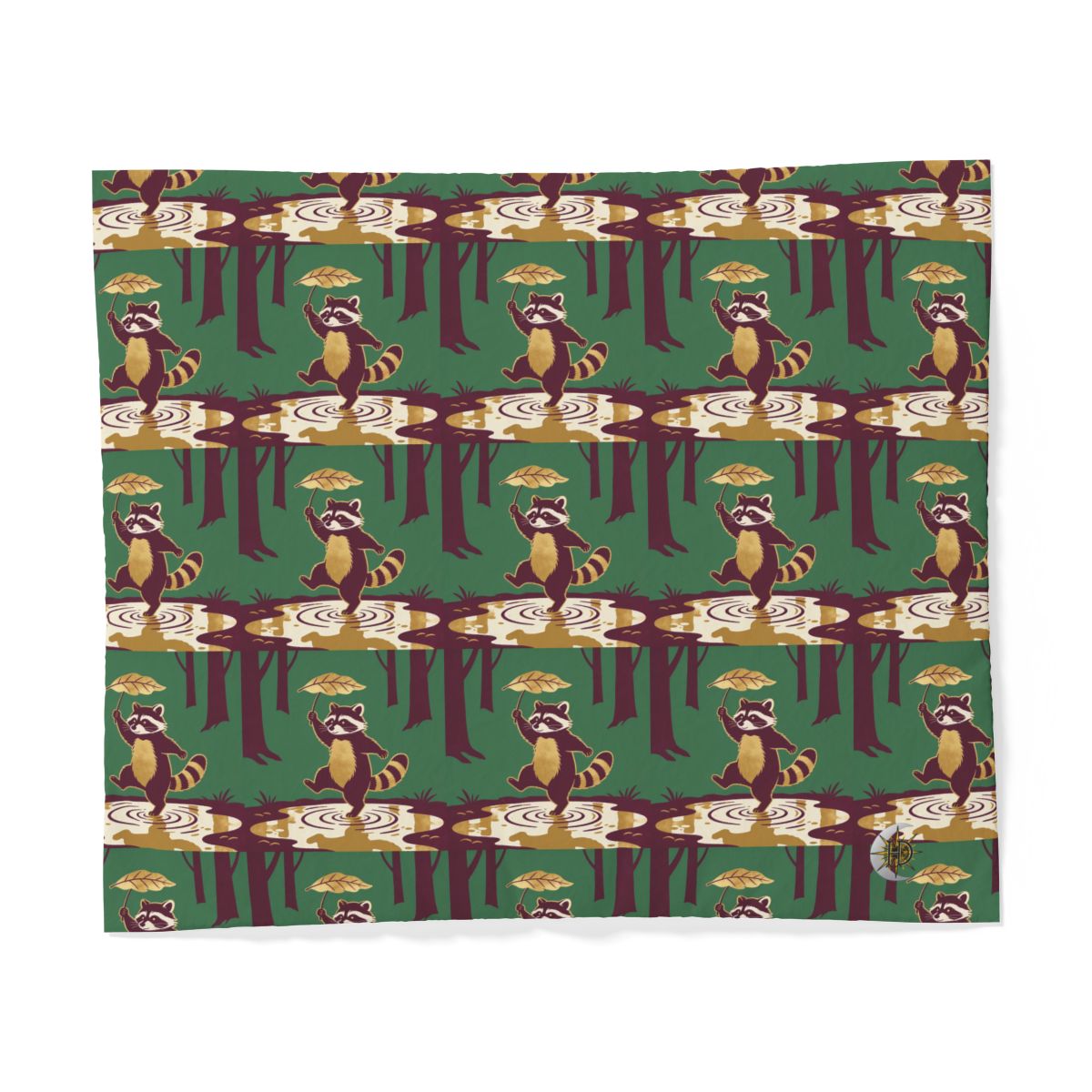 HD Leafstep Raccoon 100% Cotton Duvet Cover — additional view