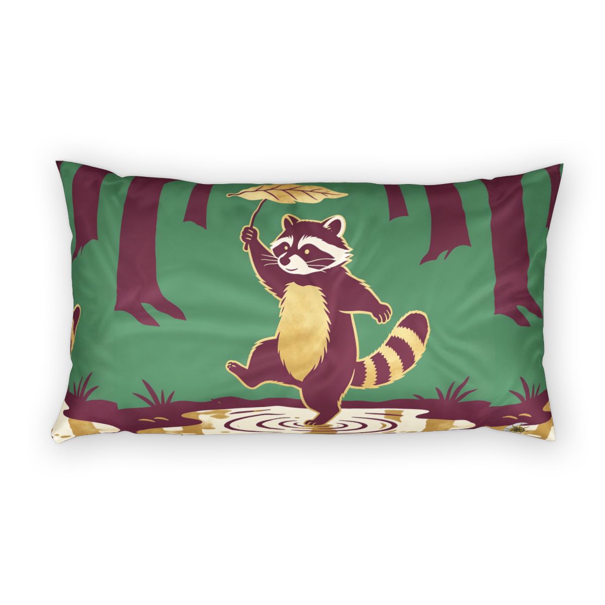 HD Leafstep Raccoon 100% Cotton Pillow Sham — additional view
