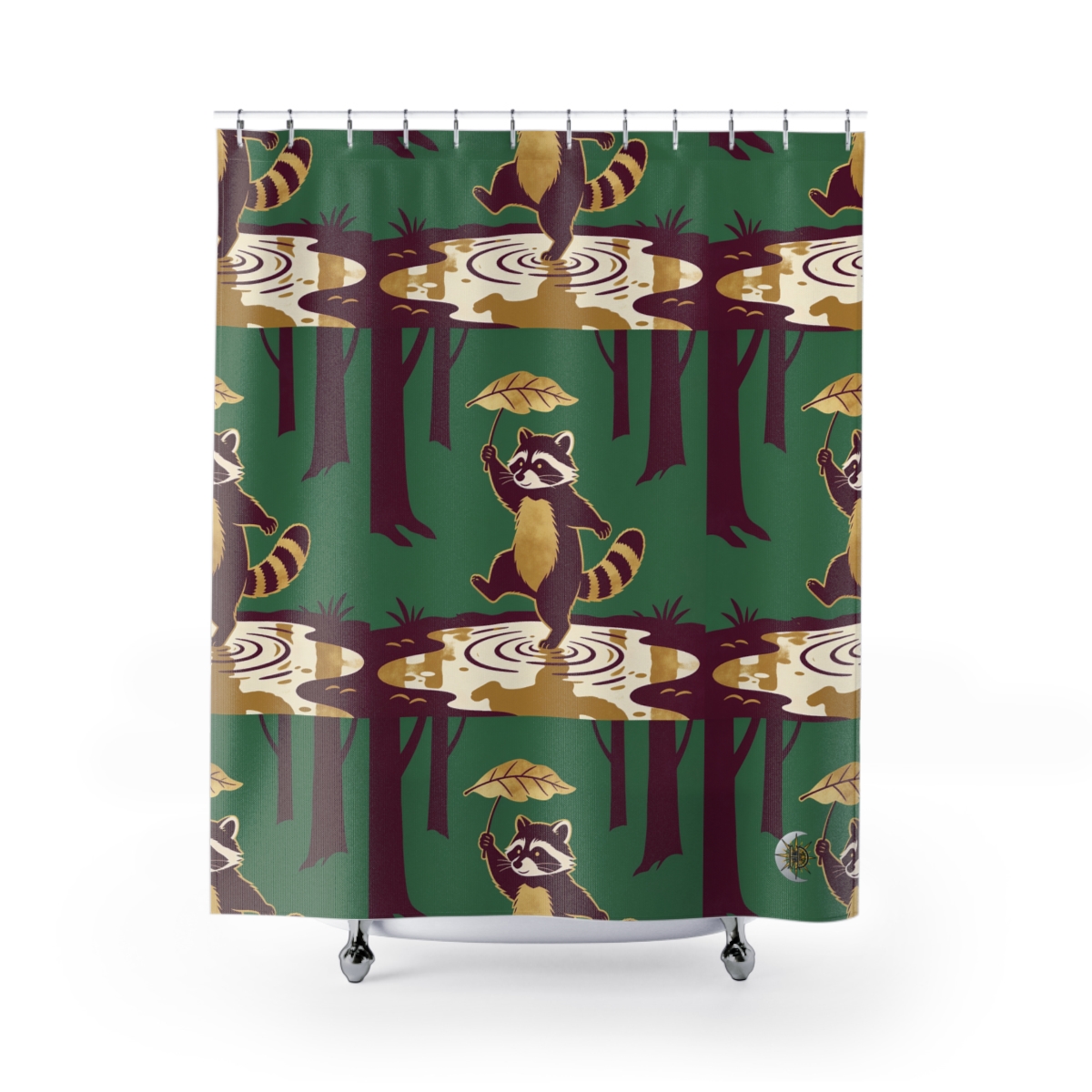 HD Leafstep Raccoon Shower Curtain