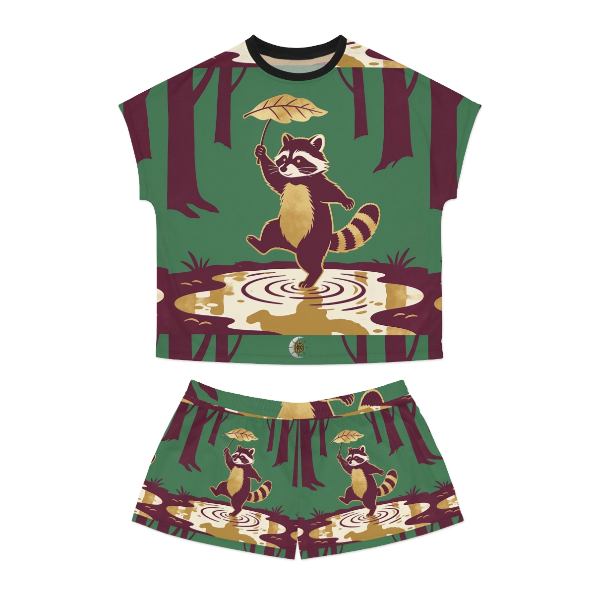 HD Leafstep Raccoon Women’s Short Pajama Set