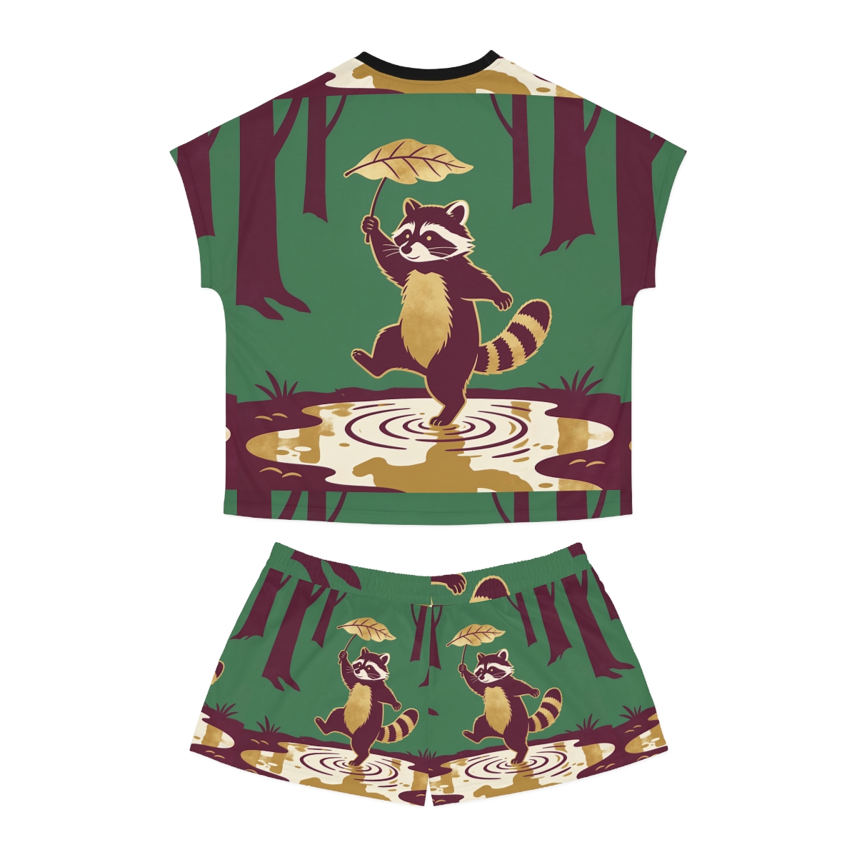 HD Leafstep Raccoon Women’s Short Pajama Set — additional view