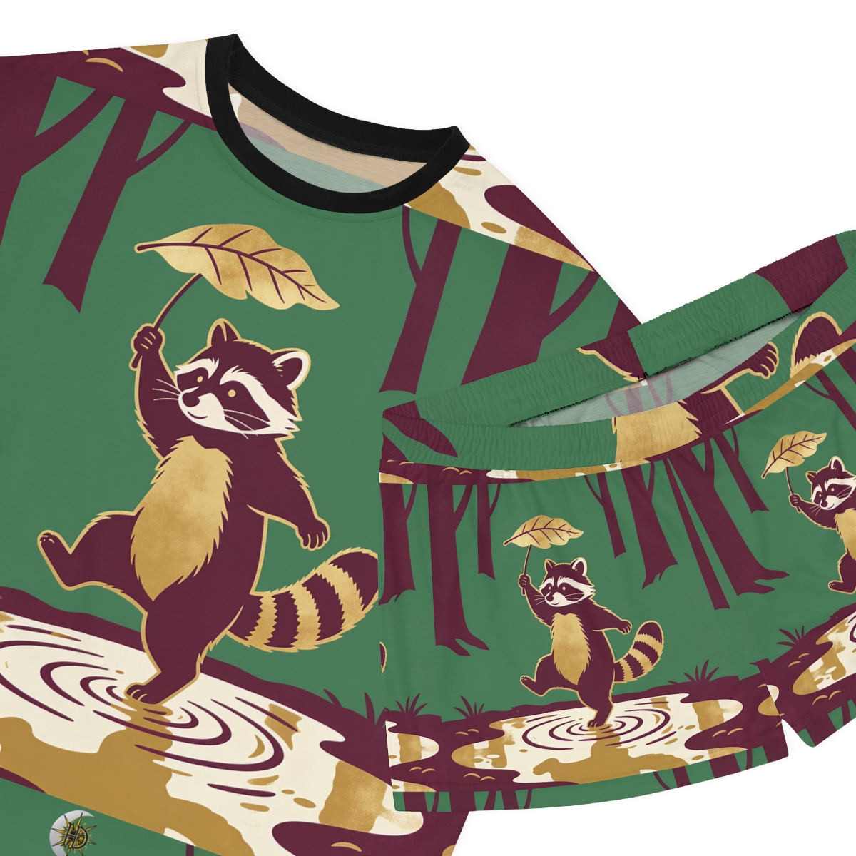 HD Leafstep Raccoon Women’s Short Pajama Set — additional view