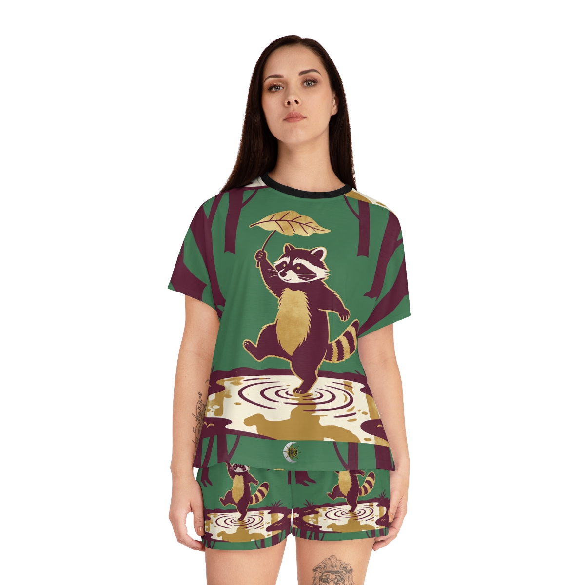 HD Leafstep Raccoon Women’s Short Pajama Set — additional view
