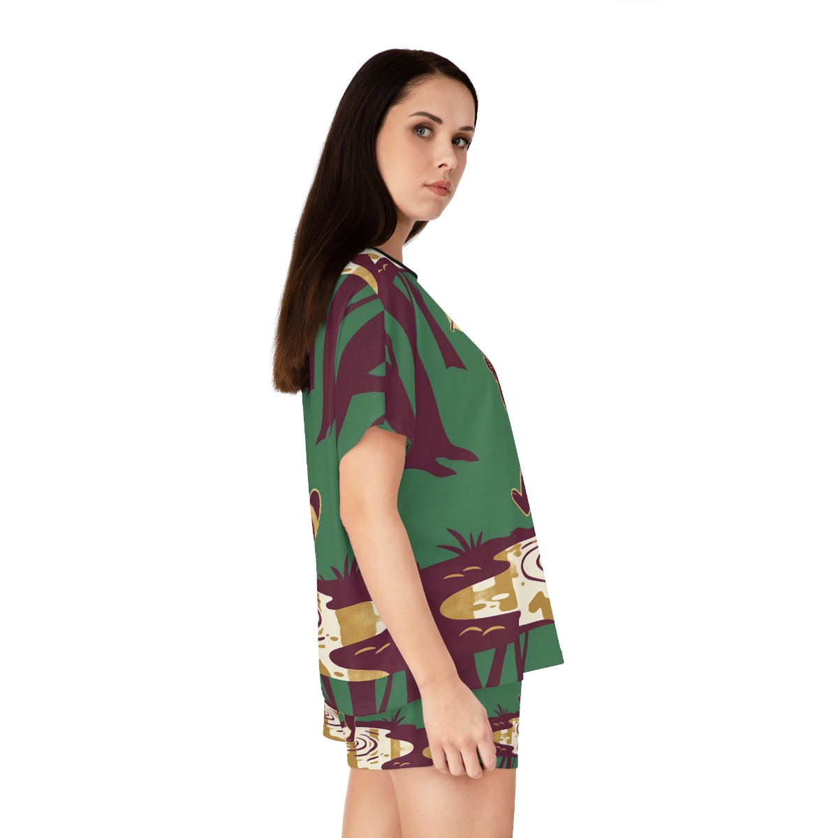 HD Leafstep Raccoon Women’s Short Pajama Set — additional view