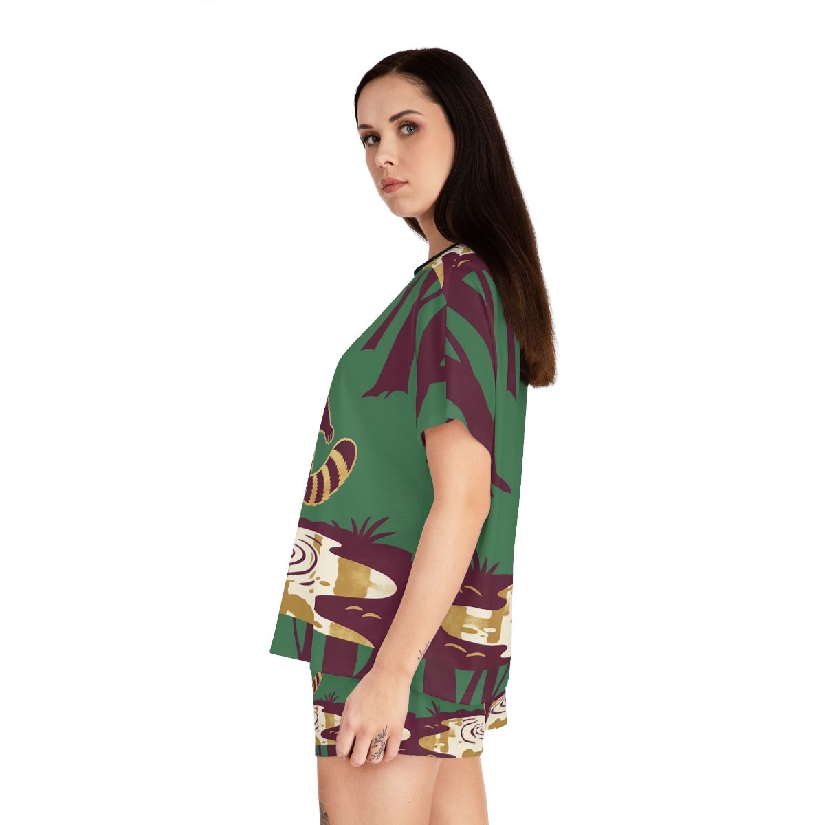 HD Leafstep Raccoon Women’s Short Pajama Set — additional view