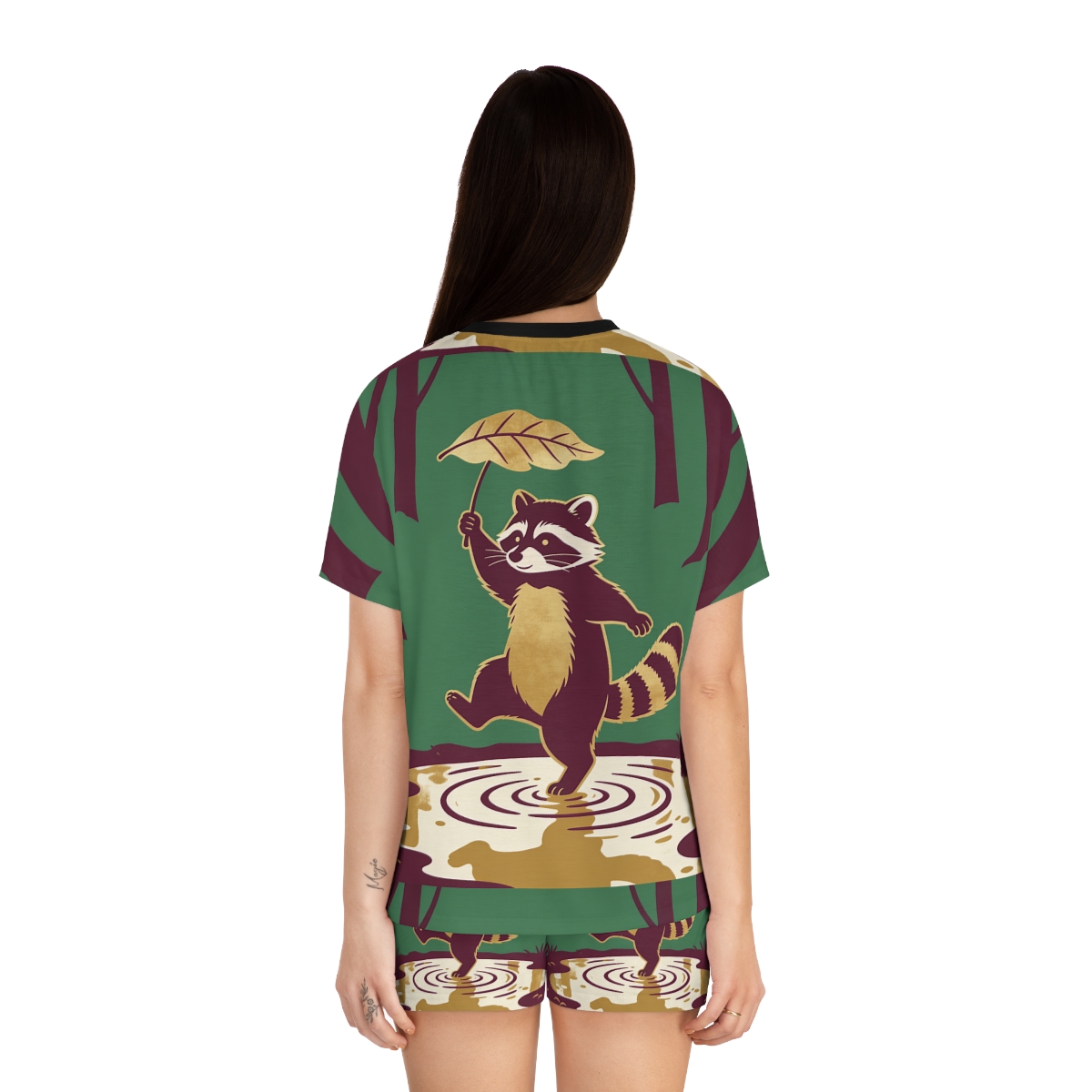 HD Leafstep Raccoon Women’s Short Pajama Set — additional view