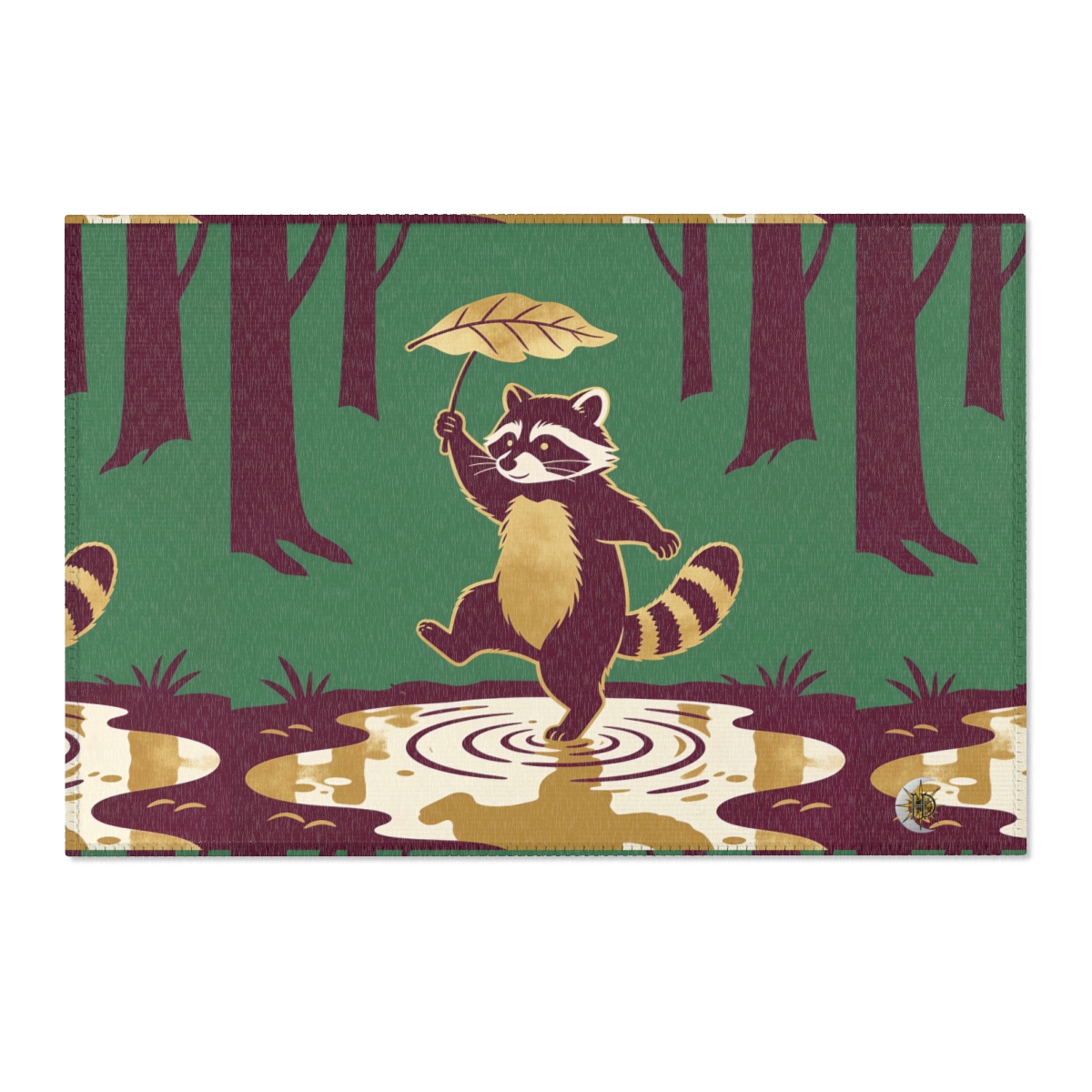HD Leafstep Raccoon Polyester Chenille Area Rug — additional view