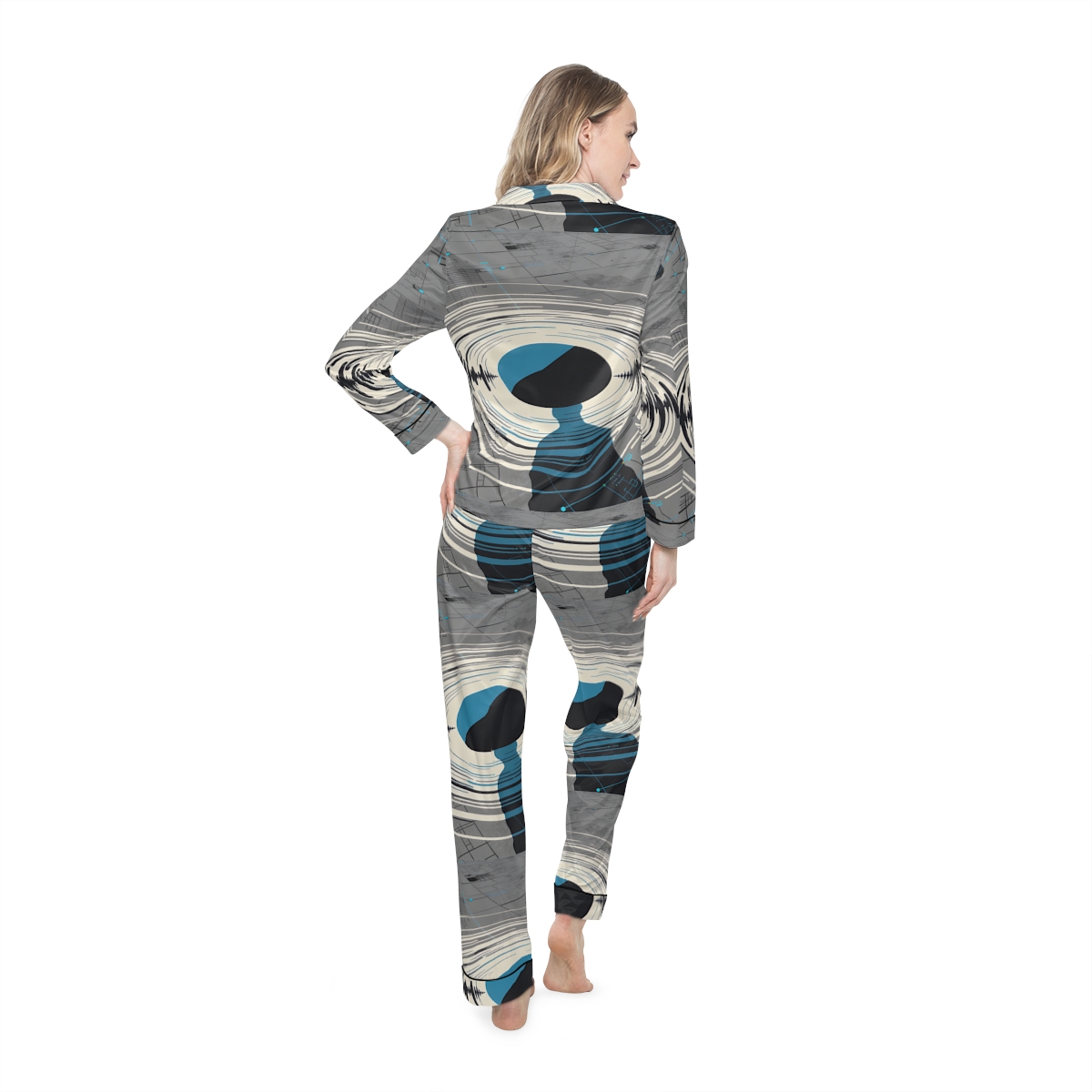 HD Echo Circuit Women’s Satin Pajama Set — additional view