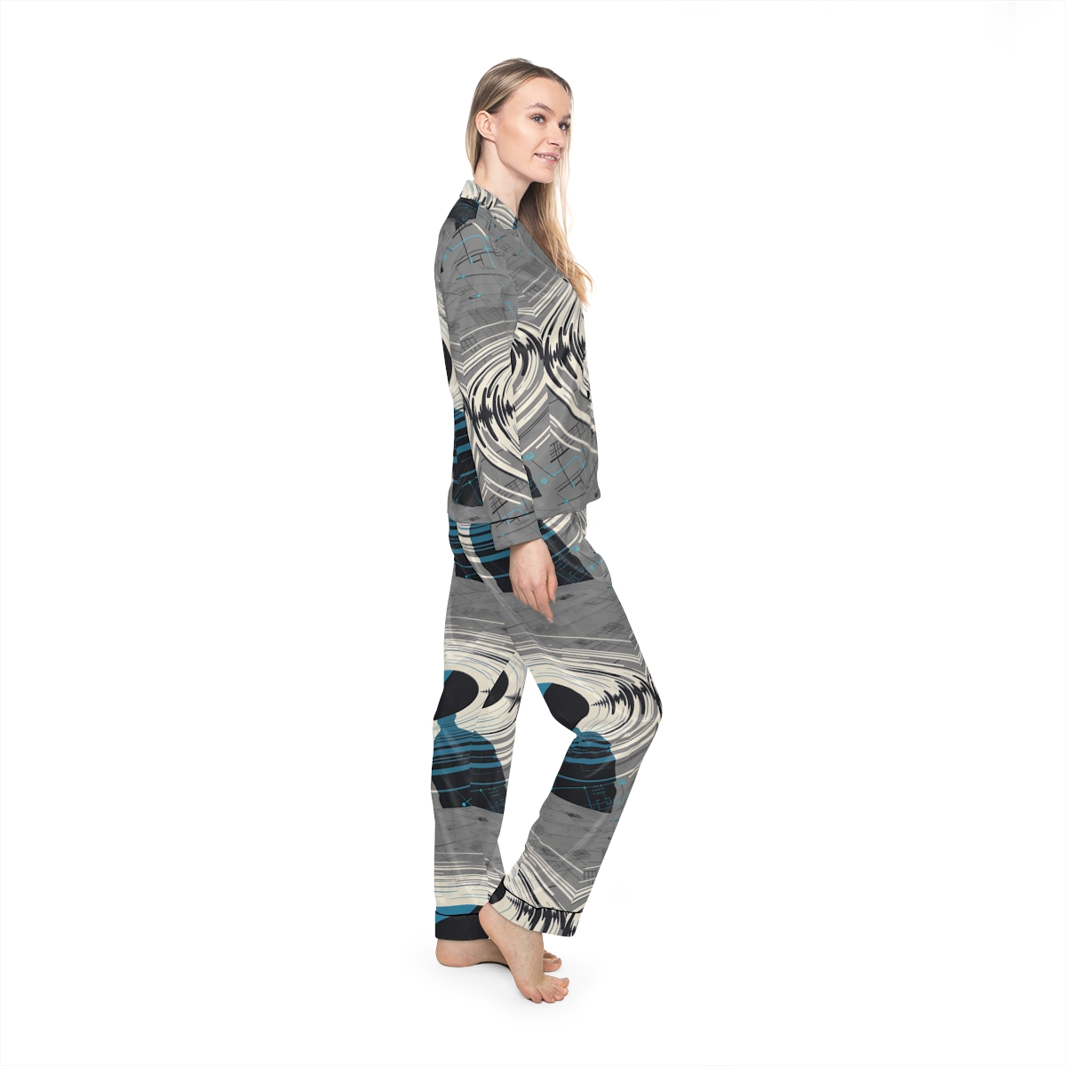 HD Echo Circuit Women’s Satin Pajama Set — additional view