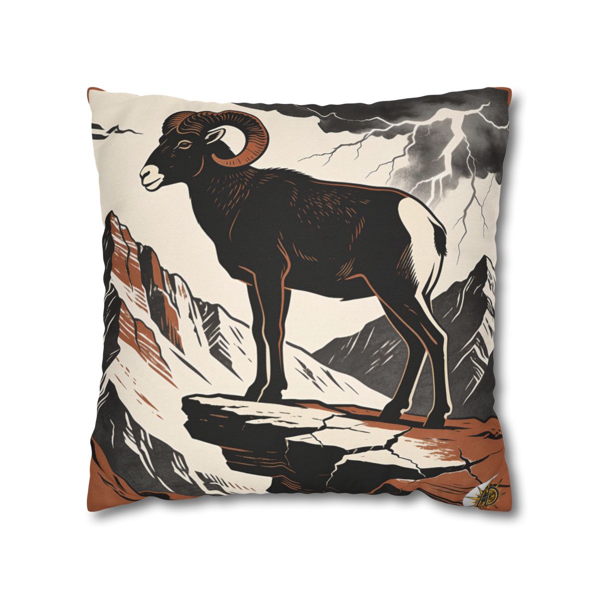 HD Stormridge Ram Square Polyester Pillow Cover — additional view