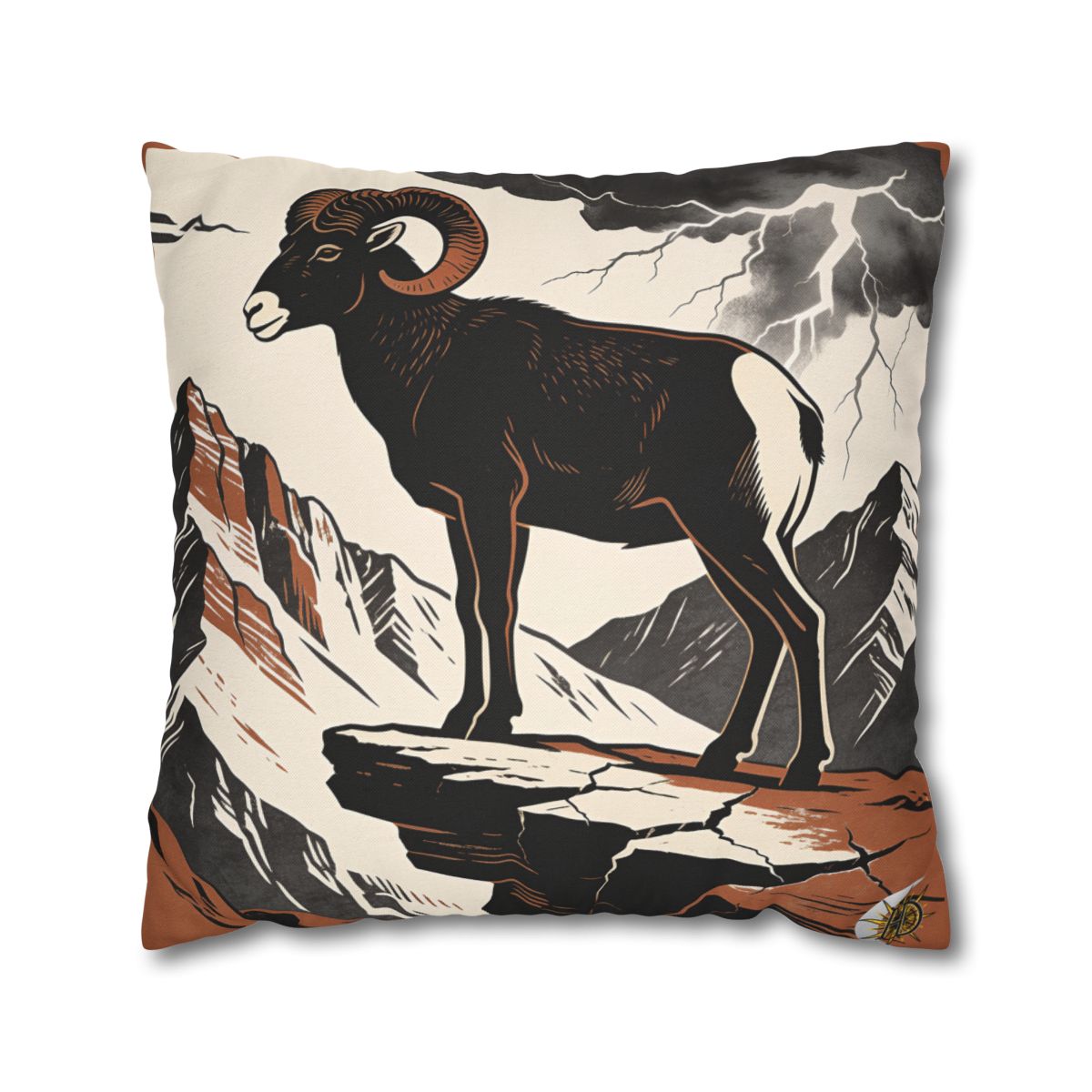 HD Stormridge Ram Square Polyester Pillow Cover — additional view