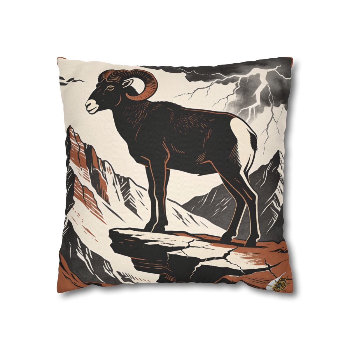 HD Stormridge Ram Square Polyester Pillow Cover — additional view
