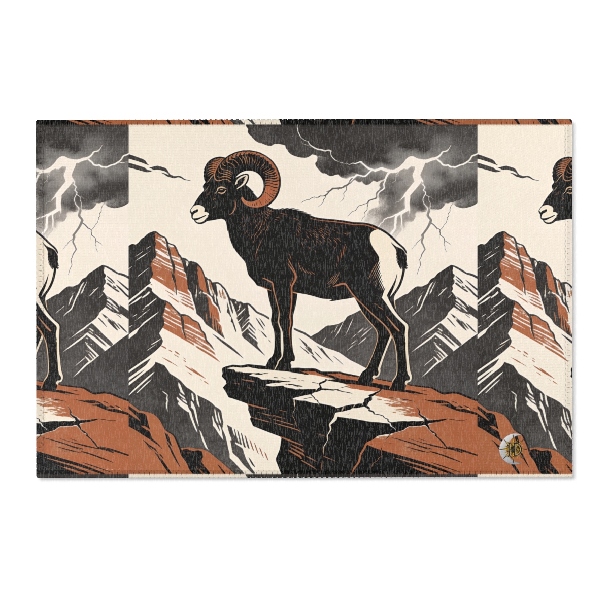 HD Stormridge Ram Polyester Chenille Area Rug — additional view