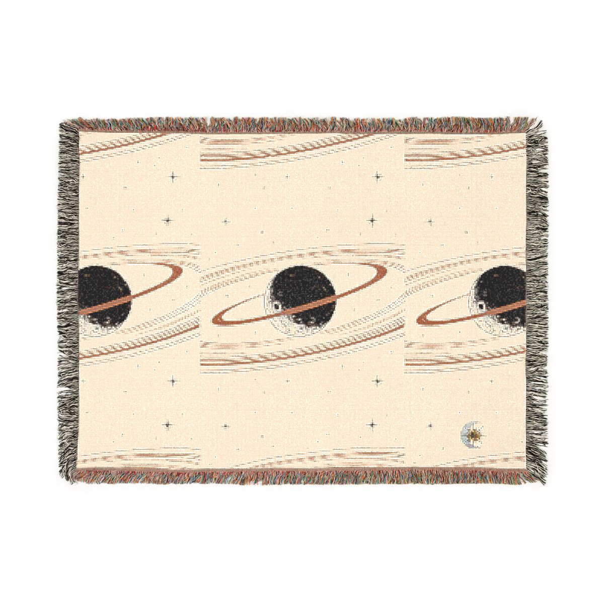 HD Copper Moon Rings 100% Cotton Woven Blanket — additional view