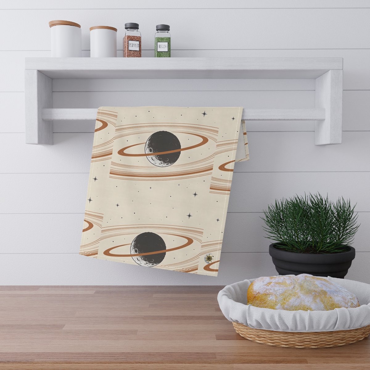 HD Copper Moon Rings 100% Cotton Twill Tea Towel