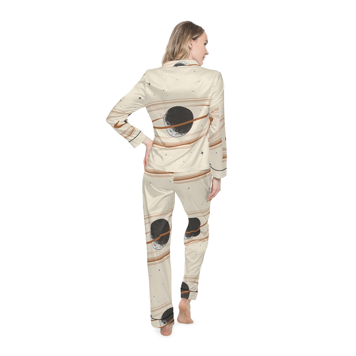 HD Copper Moon Rings Women’s Satin Pajama Set — additional view