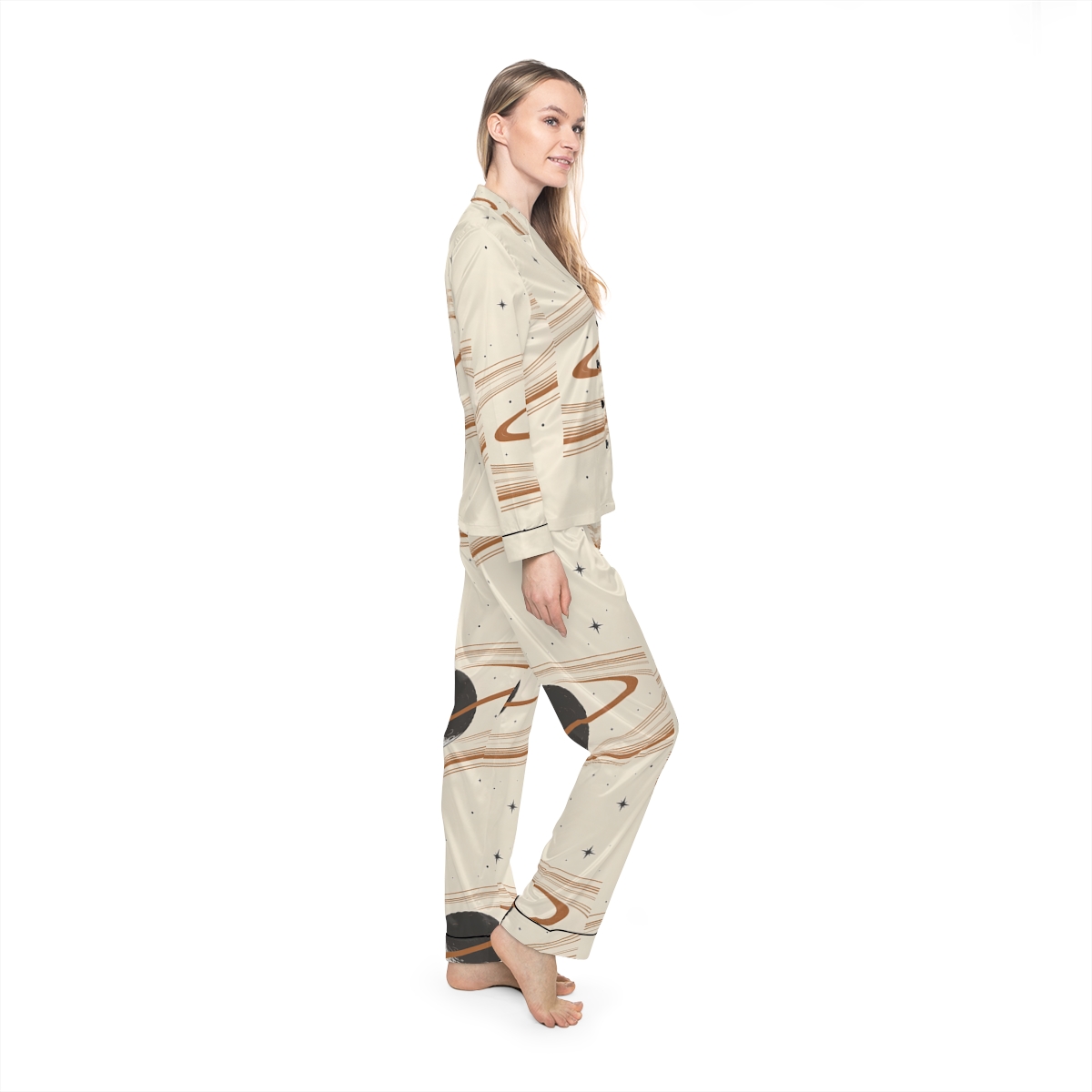 HD Copper Moon Rings Women’s Satin Pajama Set — additional view