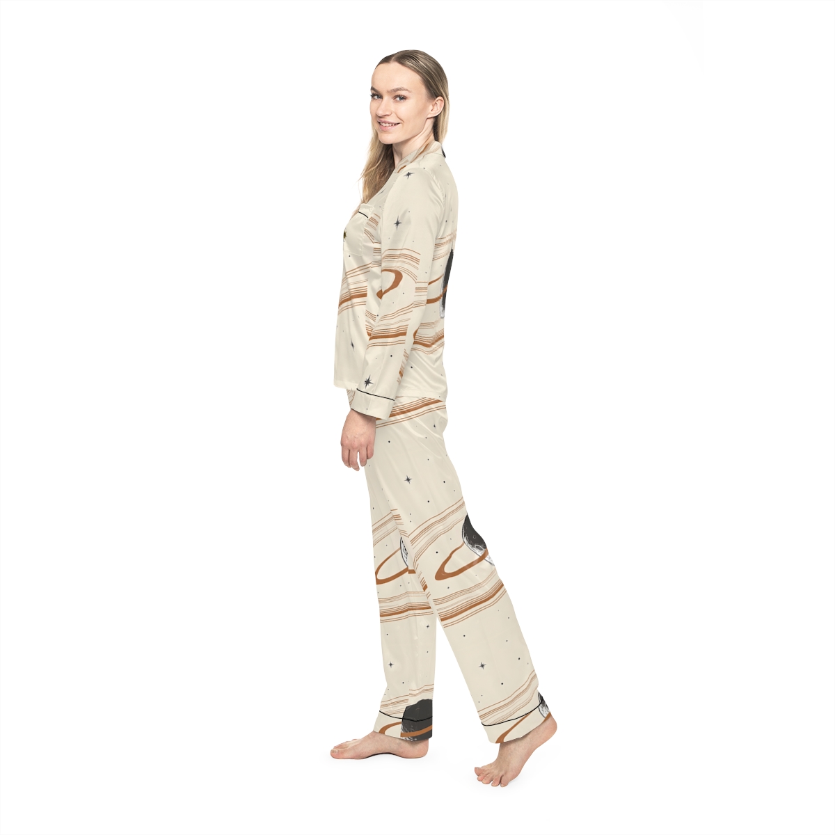 HD Copper Moon Rings Women’s Satin Pajama Set — additional view