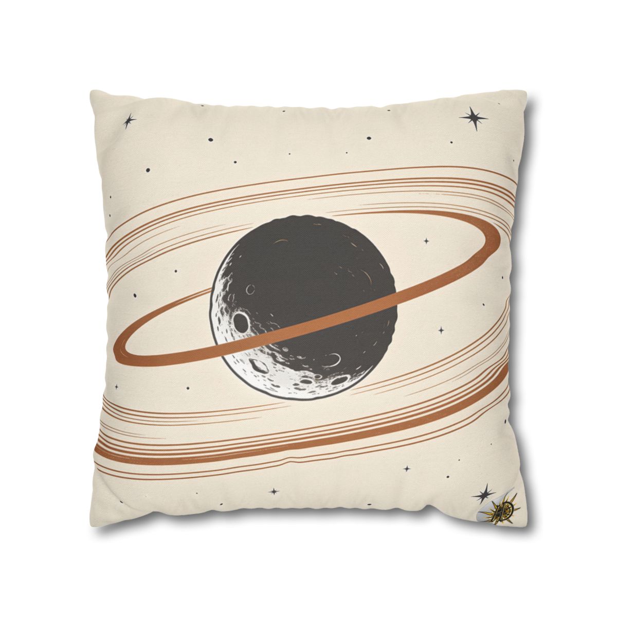 HD Copper Moon Rings Square Polyester Pillow Cover — additional view