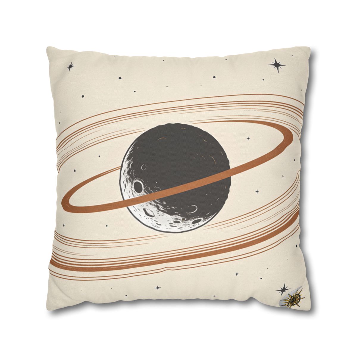 HD Copper Moon Rings Square Polyester Pillow Cover — additional view