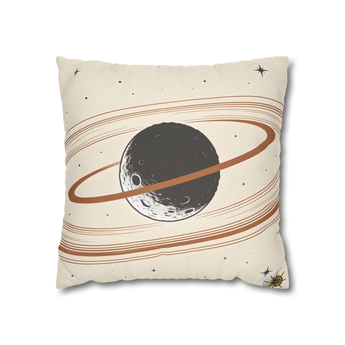 HD Copper Moon Rings Square Polyester Pillow Cover — additional view