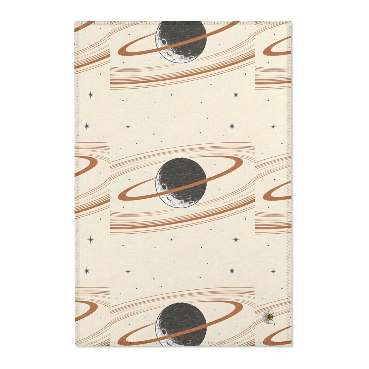 HD Copper Moon Rings Polyester Chenille Area Rug