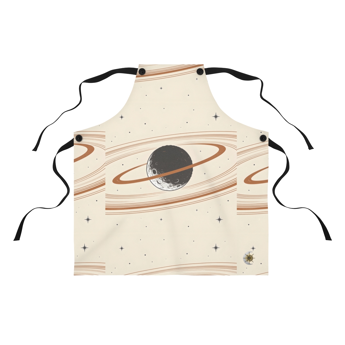 HD Copper Moon Rings Polyester Kitchen Apron
